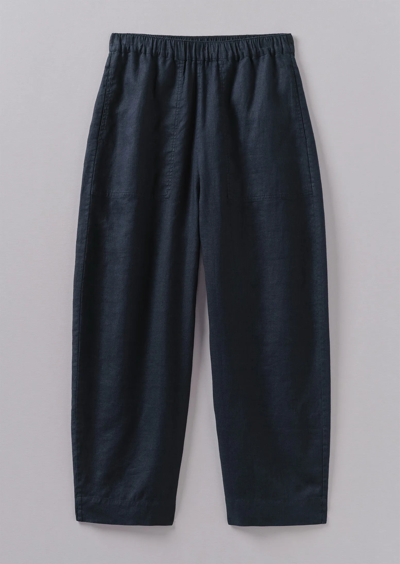 Garment Dyed Linen Barrel Leg Pants | Midnight Easy Pack