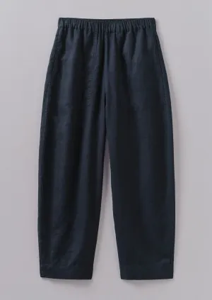 Garment Dyed Linen Barrel Leg Pants | Midnight Easy Pack