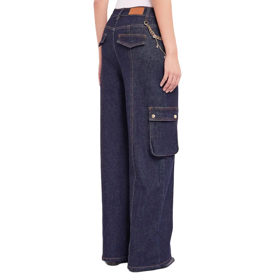 Gaud?? pantalone cargo in jeans da donna con catena 421BD26014 blu Fashion Essential Winter Warmth Minimalist Style Picnic Style