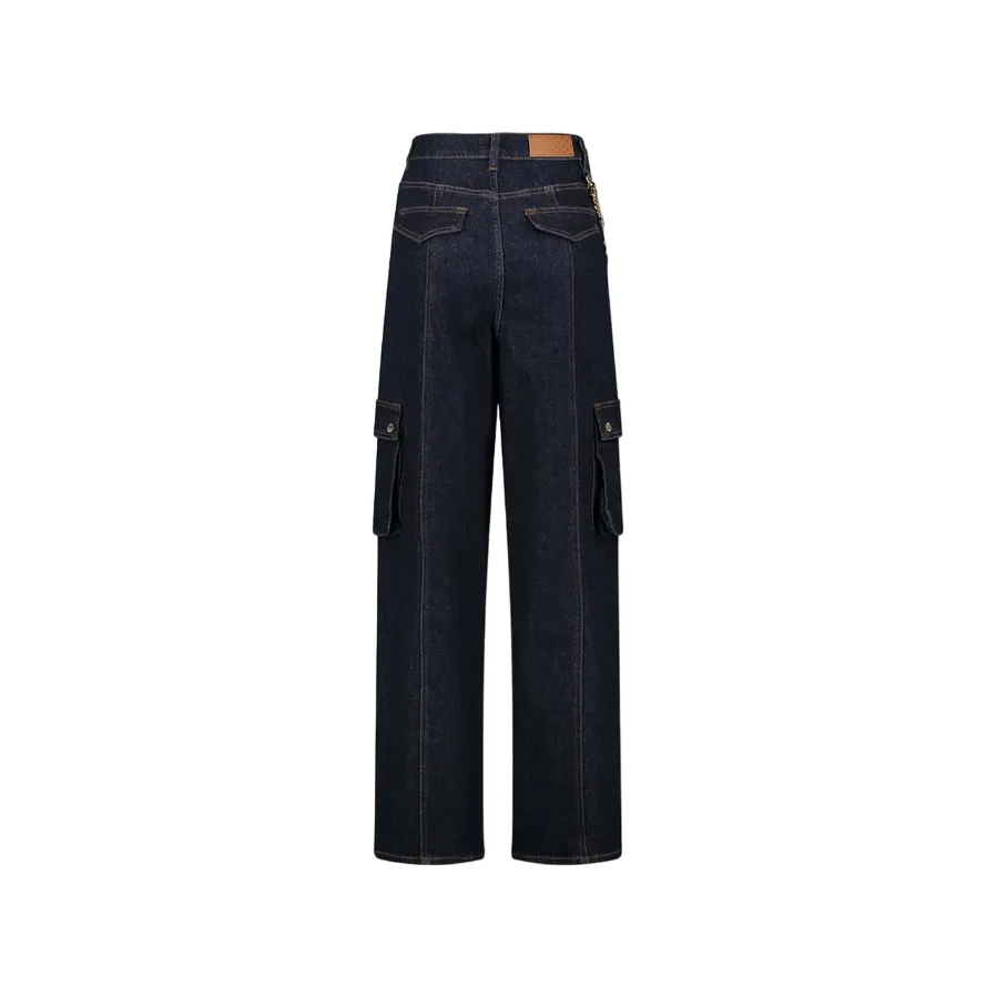 Gaud?? pantalone cargo in jeans da donna con catena 421BD26014 blu Essential Look
