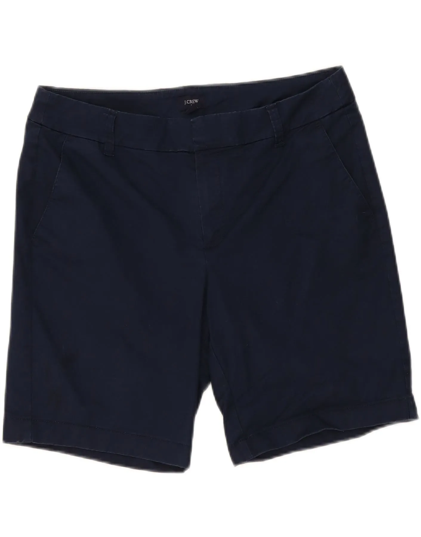 J. CREW Womens Chino Shorts US 10 Large W34 Navy Blue Cotton Anti Pilling Fabric No Wrinkle