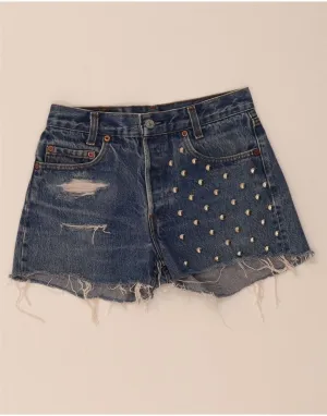 LEVI'S Womens Distressed Denim Shorts W29 Medium Blue Stylish Look FasteningLoops
