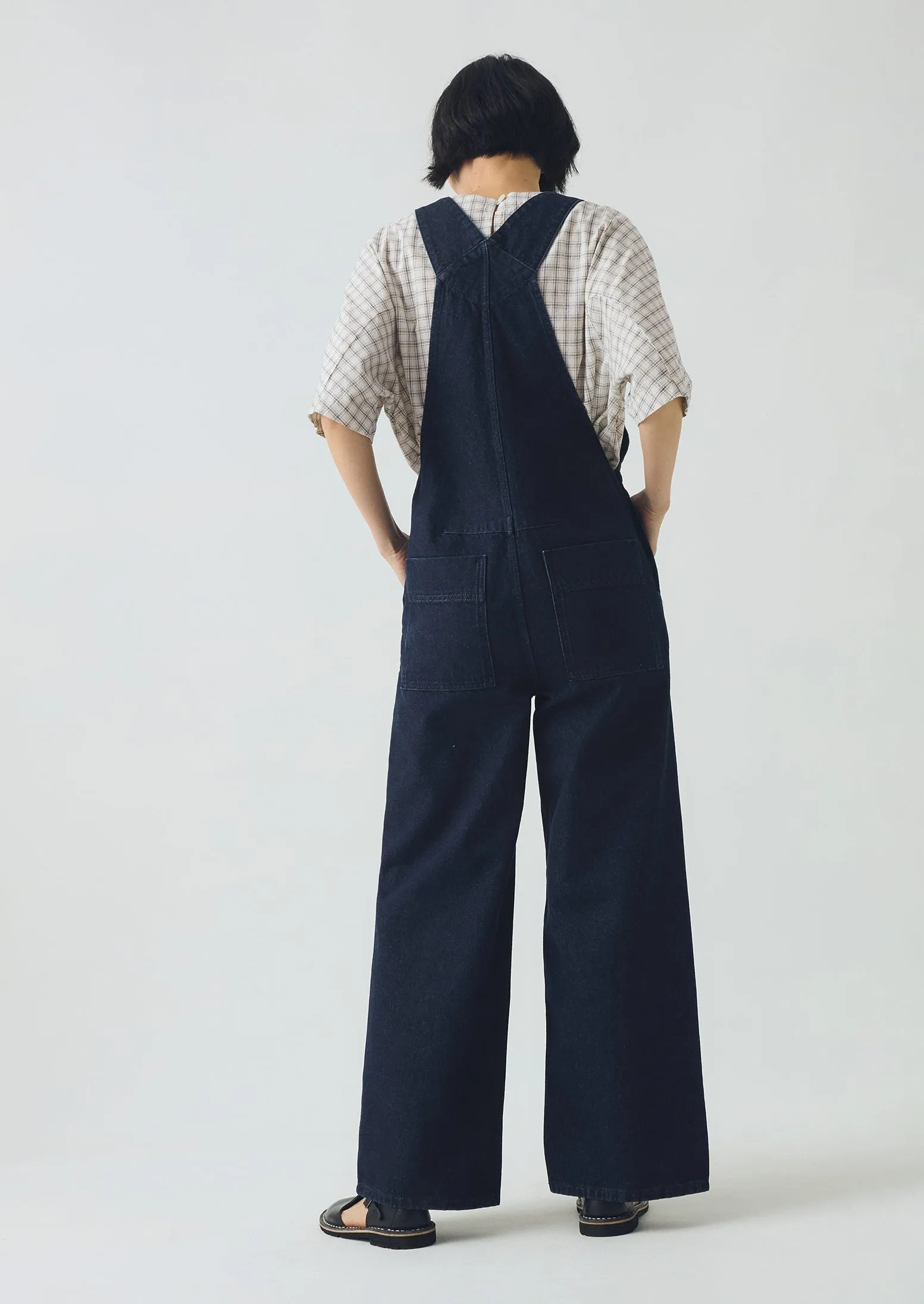 Patch Pocket Denim Dungarees | Indigo Easy Care Fabric Finish