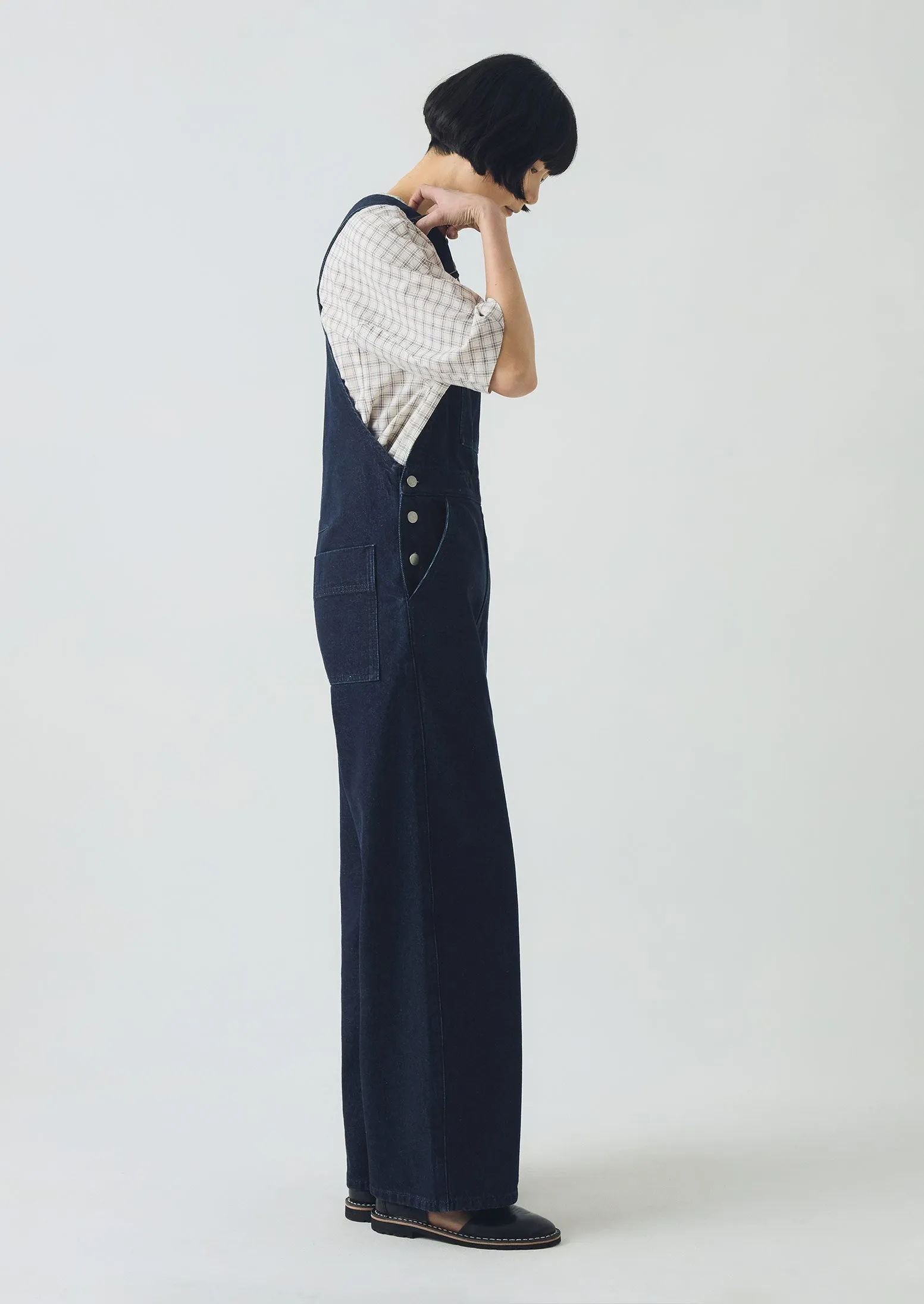 Patch Pocket Denim Dungarees | Indigo ErgonomicStitching