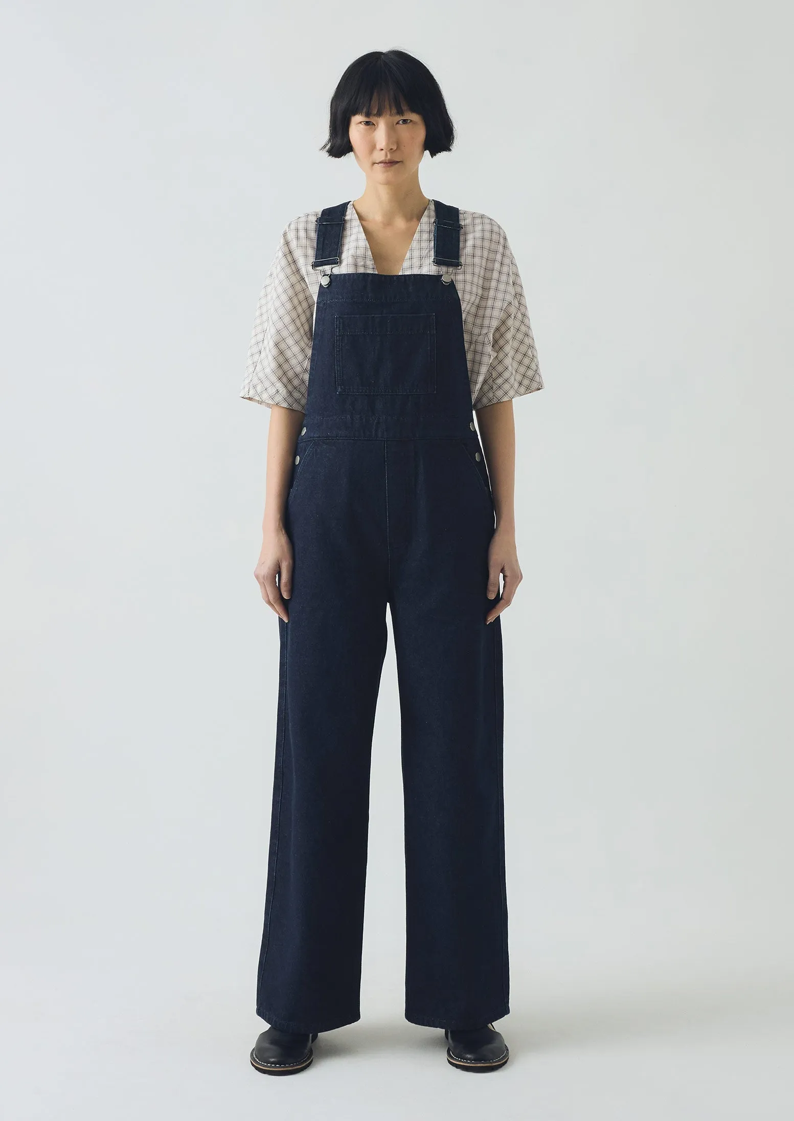 Patch Pocket Denim Dungarees | Indigo Flex Wear Design Eco Friendly Material