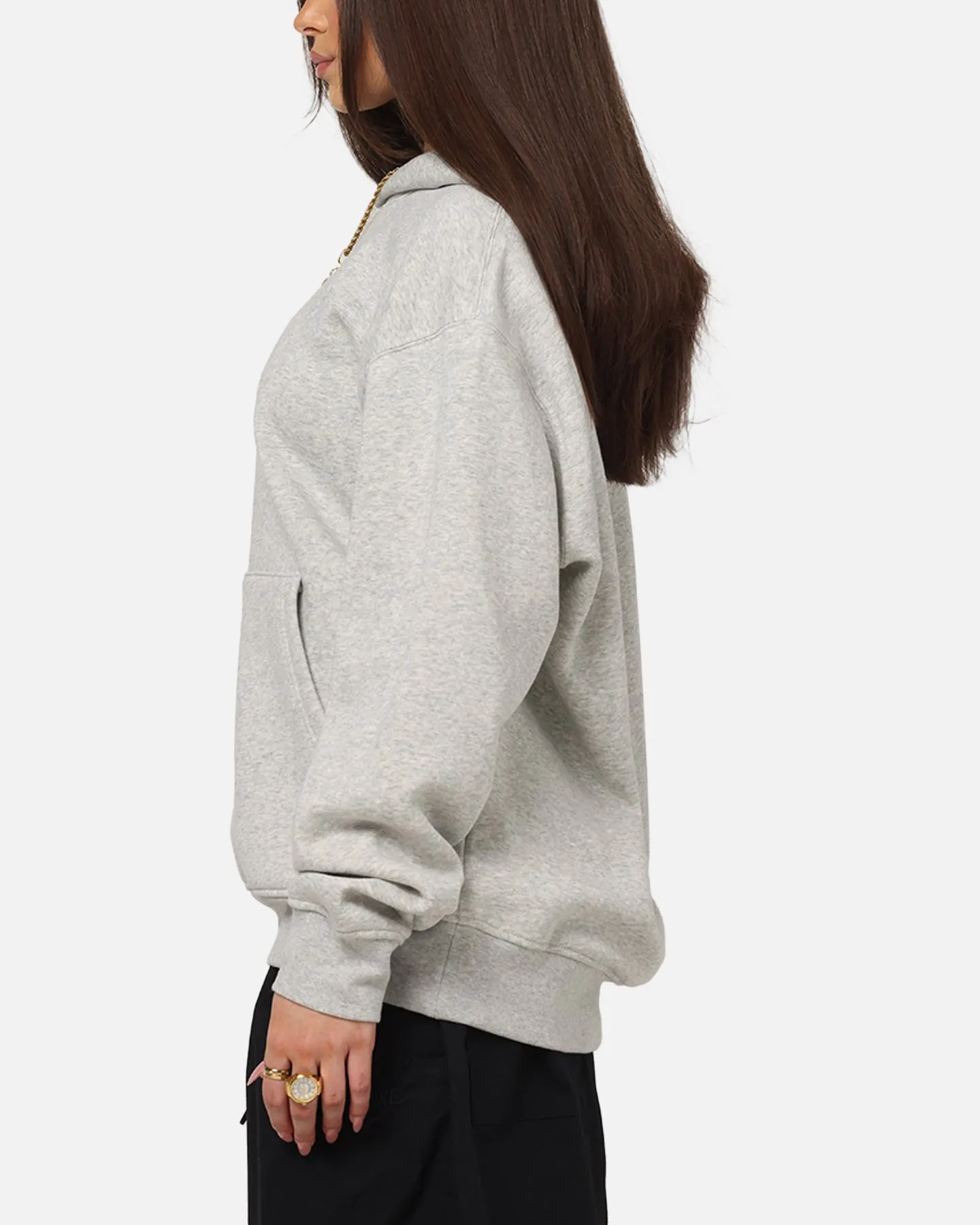 summer clothing skiing gear Jordan Brooklyn Fleece Pullover Hoodie Grey Heather/White
