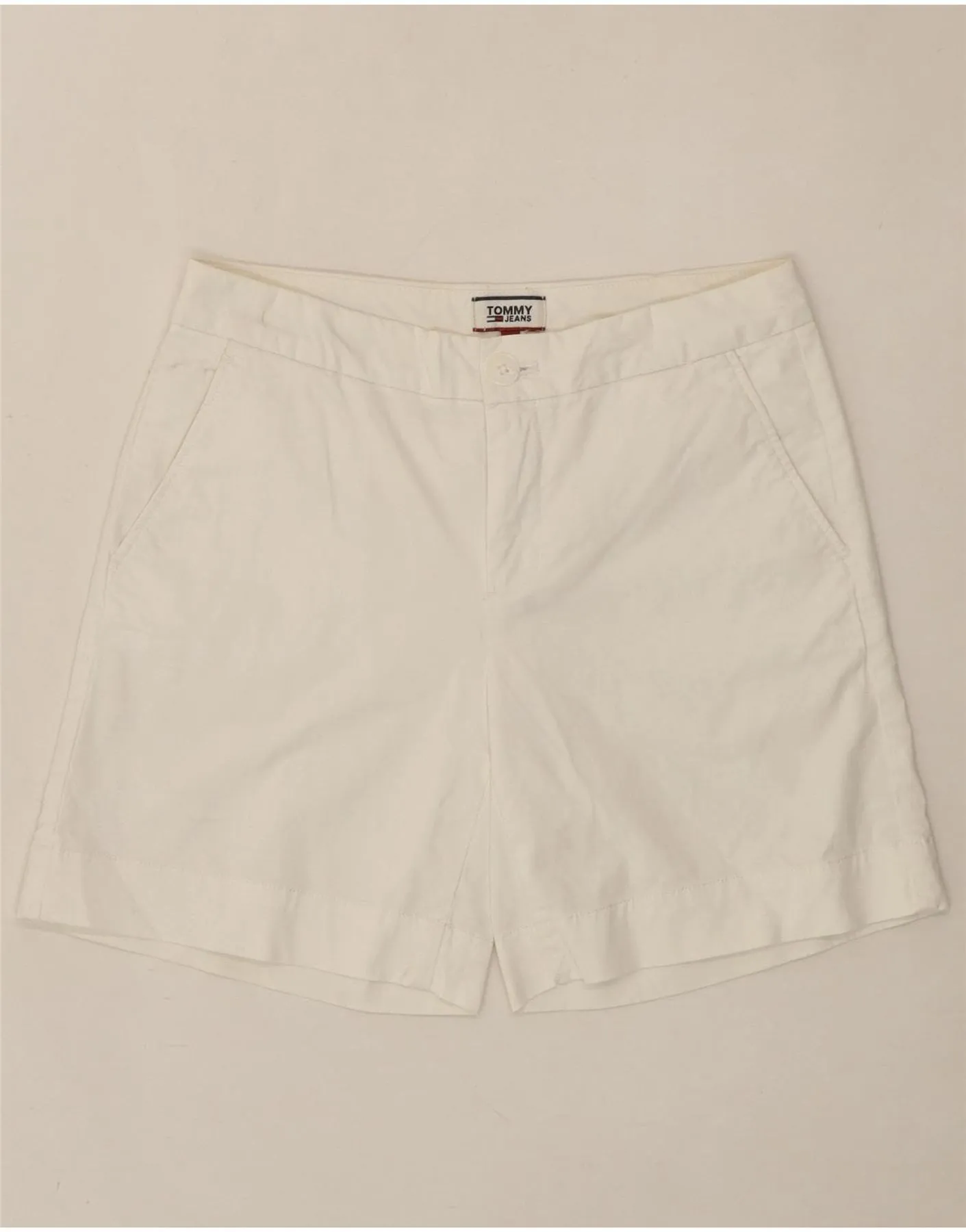 TOMMY HILFIGER Womens Chino Shorts W26 Small White Cotton Adjustable drawstring
