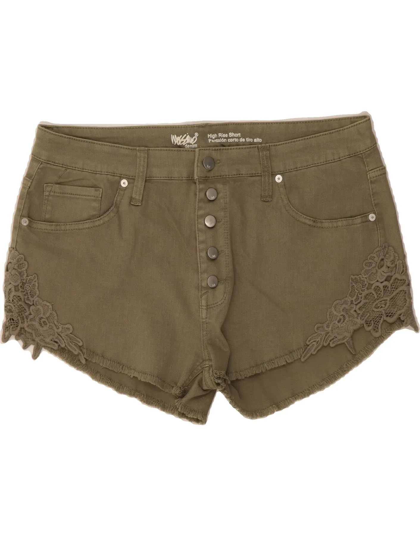 MOSSIMO Womens High Waist Denim Shorts US 18 2XL W38 Khaki Cotton Belt loops