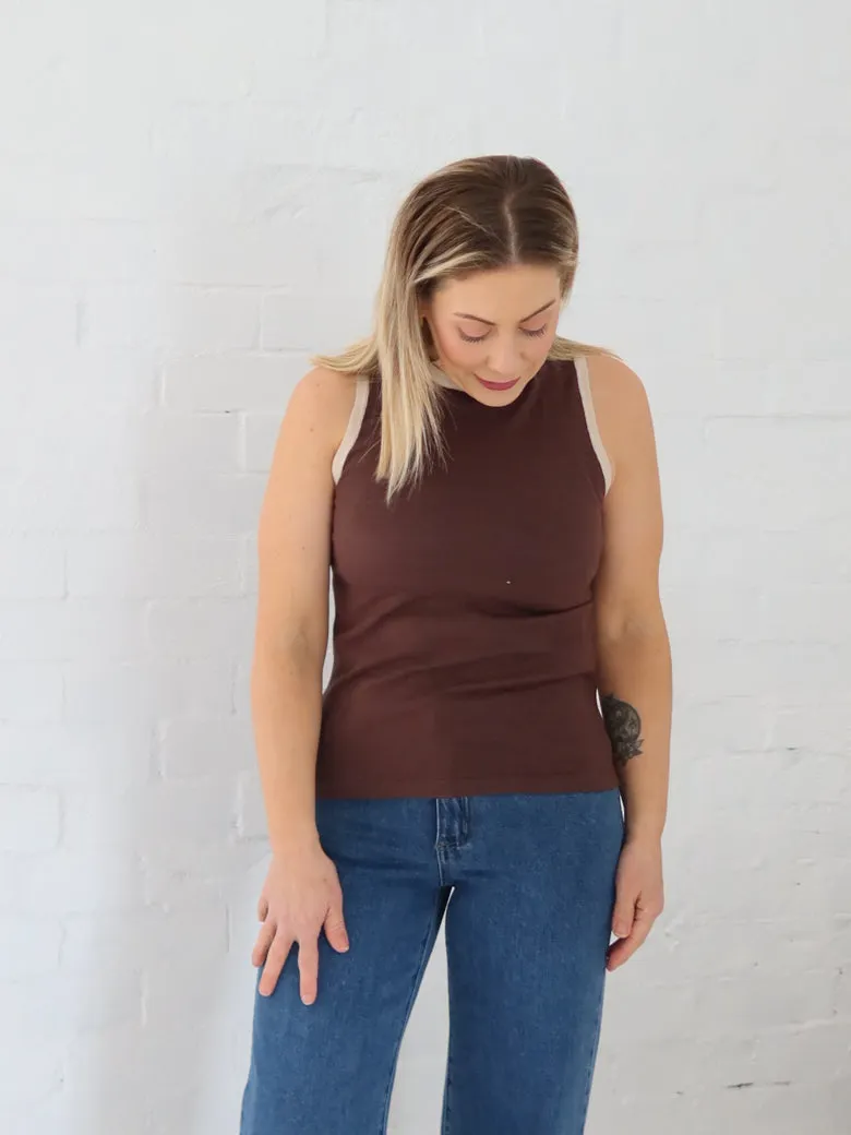 open field Spacious JoJo Knit Tank - Brown