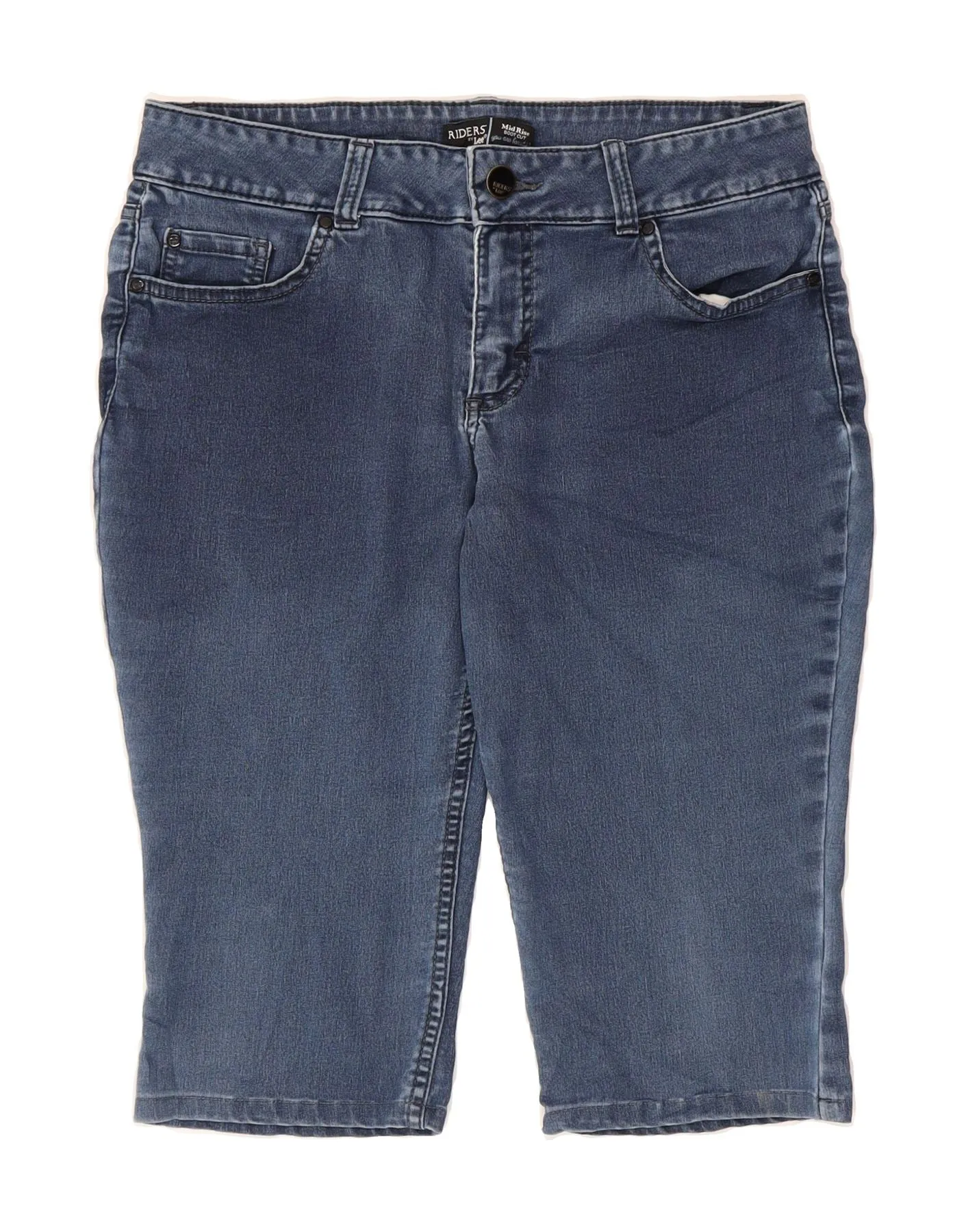 LEE Womens Mid Rise Denim Shorts W32 Large Blue Recycled Material Fade Resistant Material