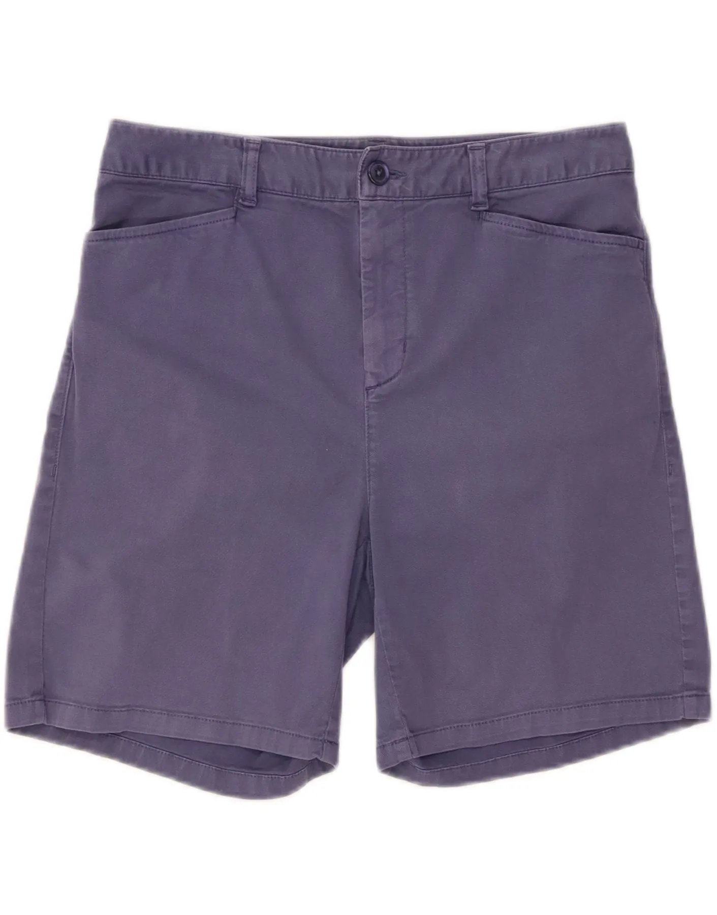 L.L.BEAN Womens Casual Shorts US 10 Large W32  Navy Blue Cotton Low Bulk Waistband Flexible Movement