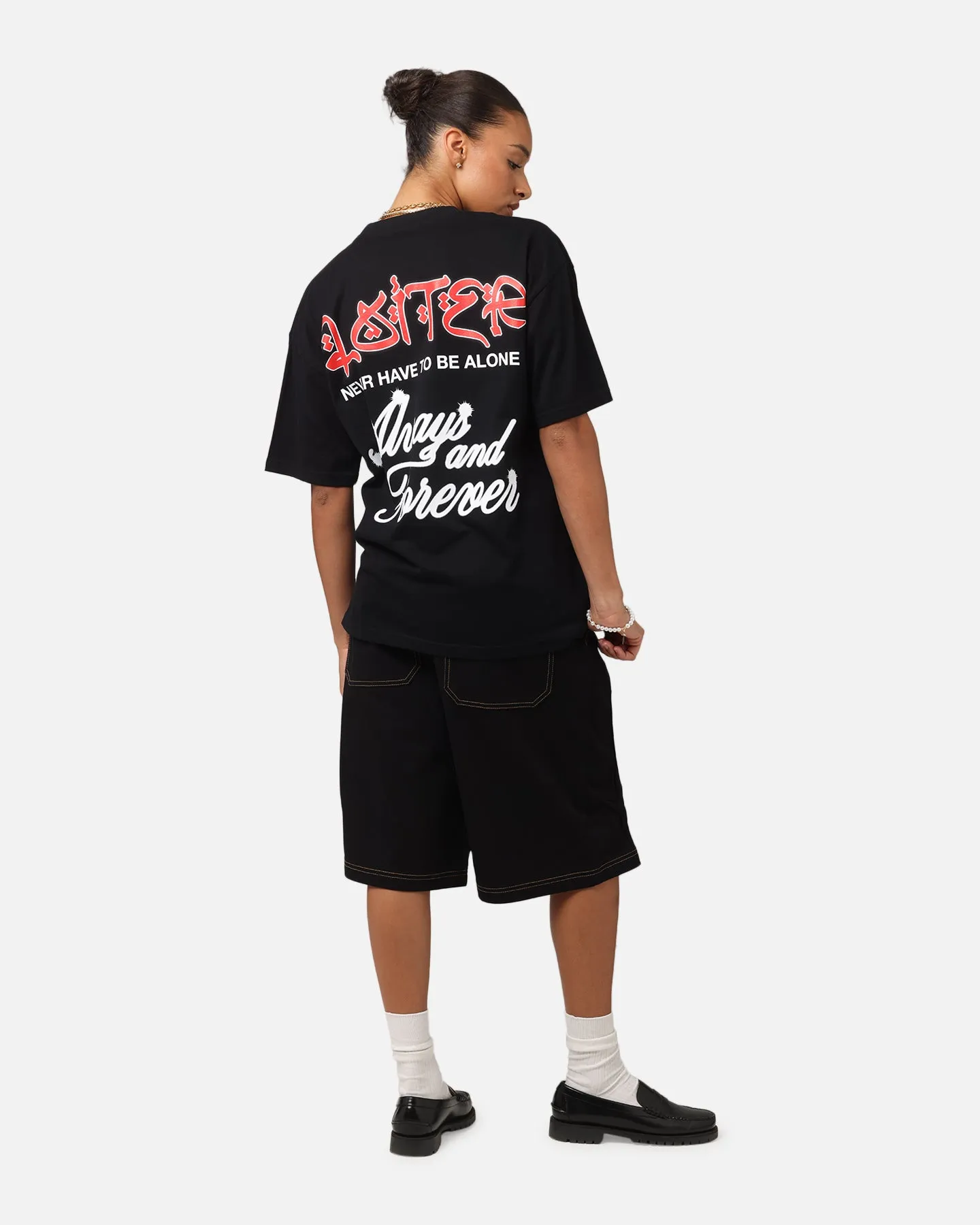 Simple Comfort Wear Machine washable Loiter Always And Forever T-Shirt Black