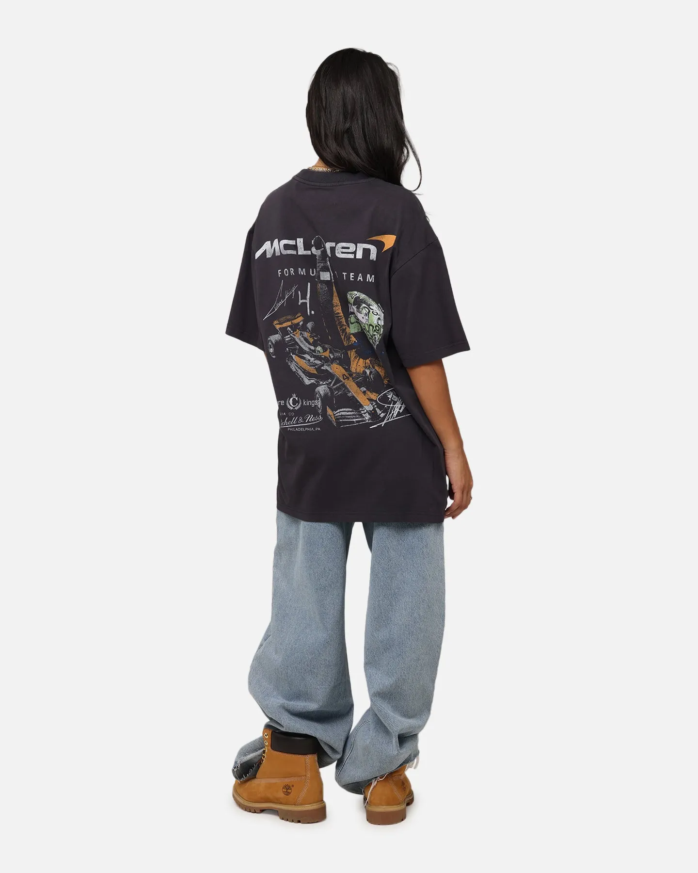 Boat Neck Mitchell & Ness X Mclaren Lando Norris Victory T-Shirt Faded Black