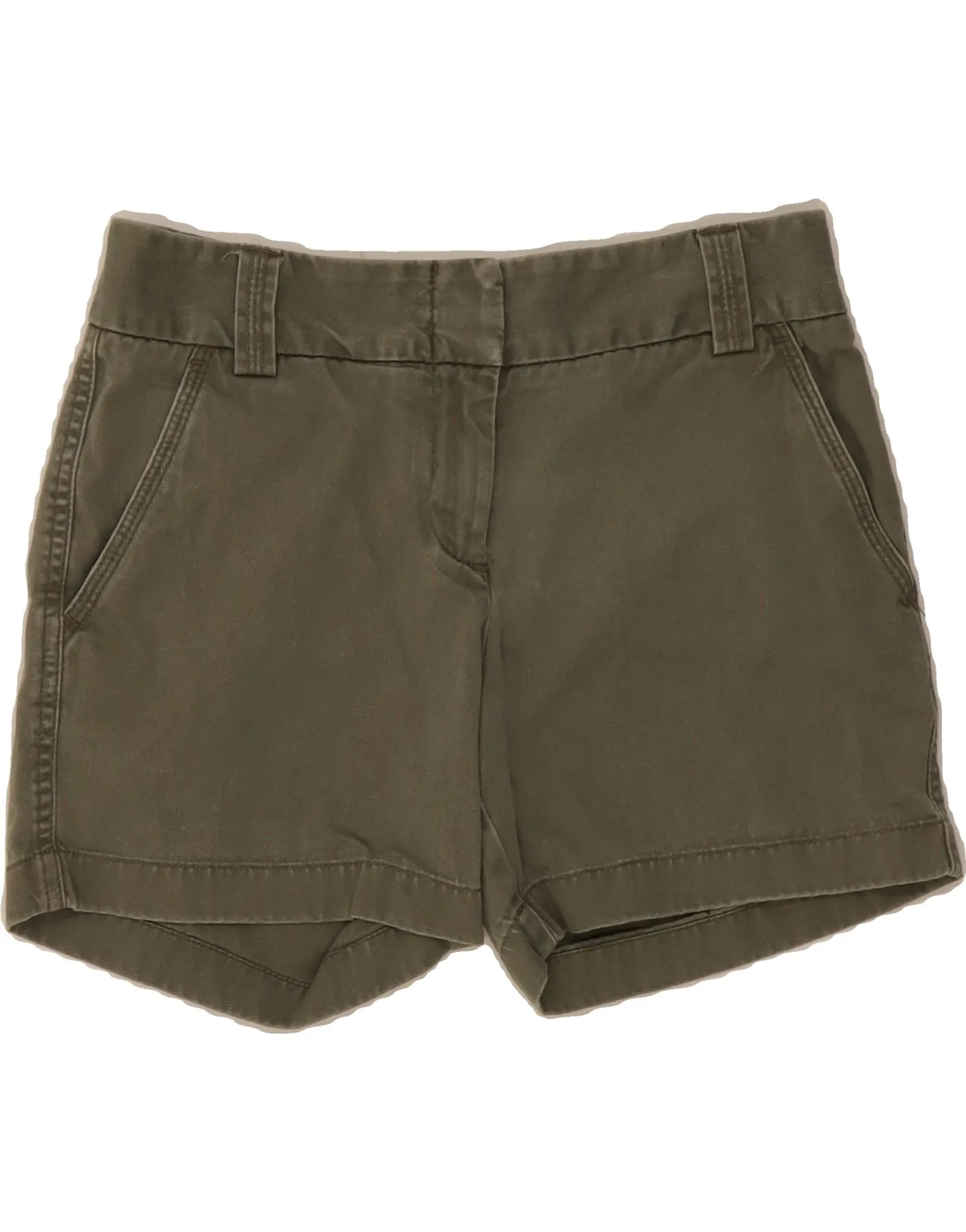 J. CREW Womens Petite Classic Fit Chino Shorts US 0 XS W26 Khaki Cotton laid-back style
