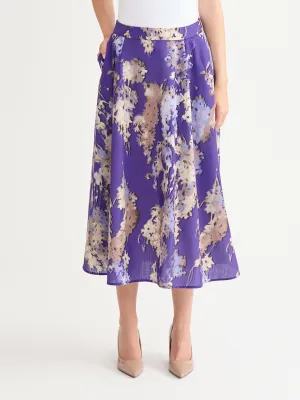 Floral Printed Crepe de Chine Maxi Skirt - True Fit Crisscross Details