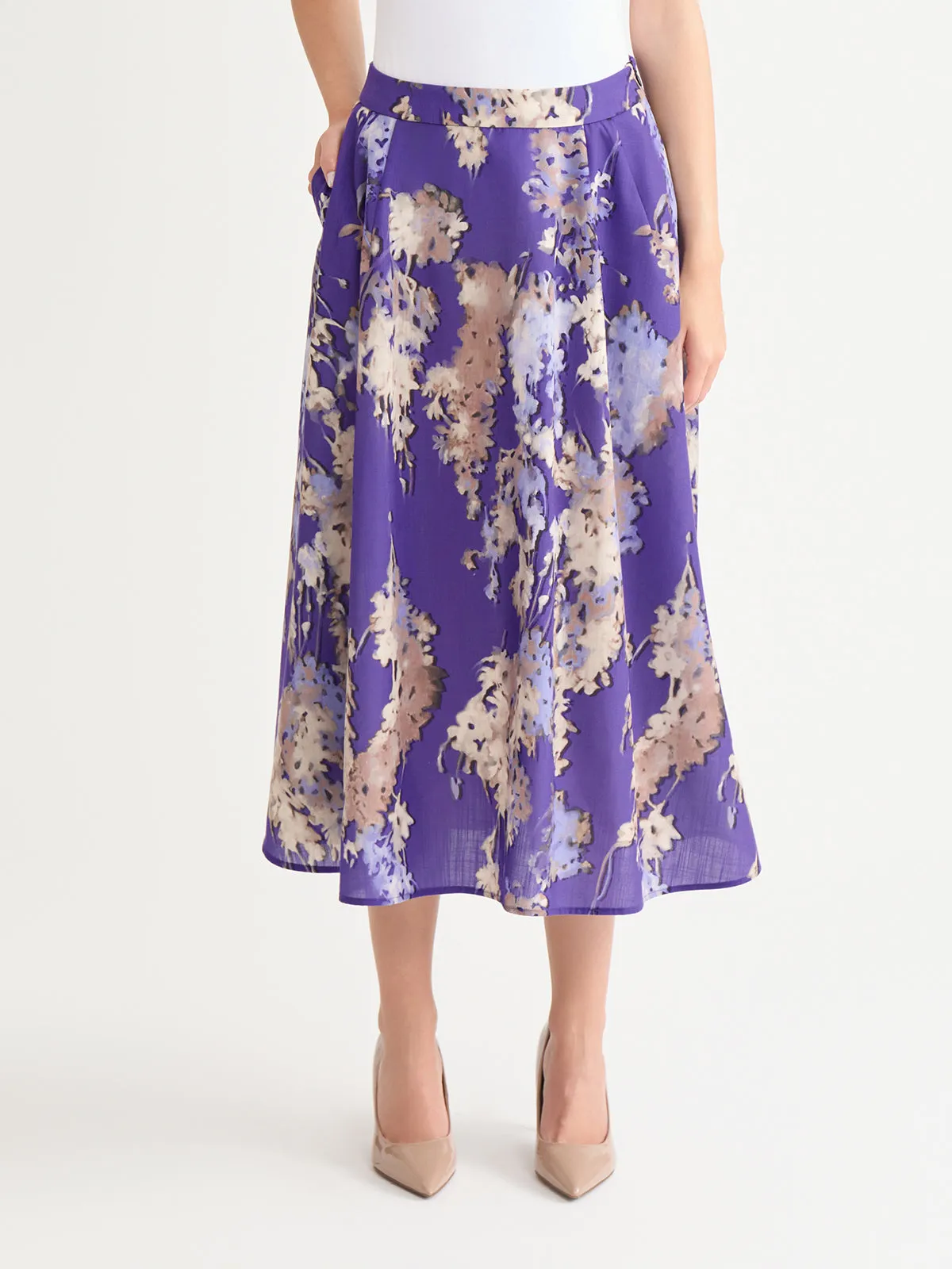 Organic Cotton Fast fashion Floral Printed Crepe de Chine Maxi Skirt - True Fit