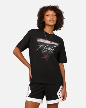 Jordan Women's Flight Heritage Graphic T-Shirt Black/Gym Red Sporty Comfort Smooth Seam Technology