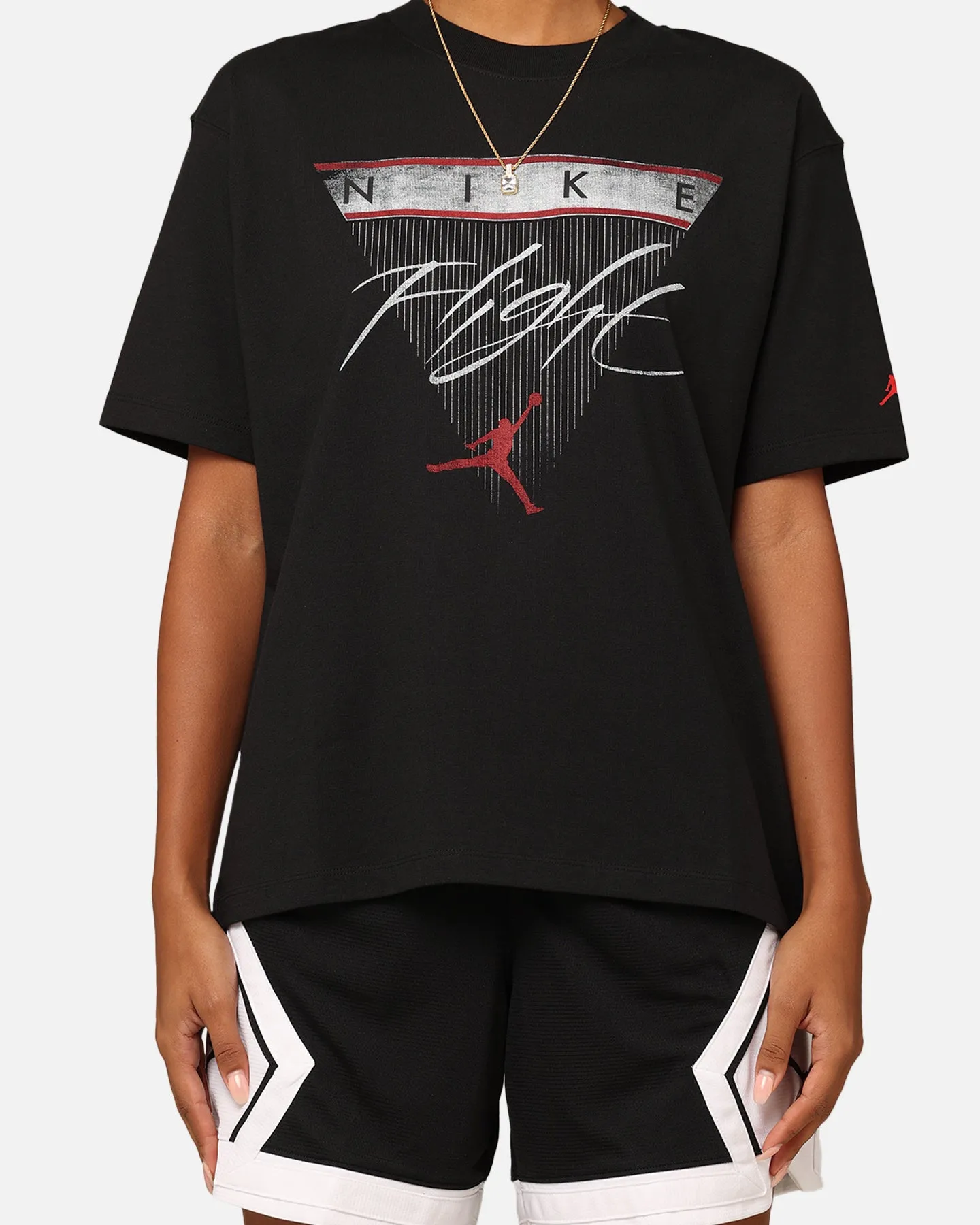 Quality Comfort warm weather Jordan Women's Flight Heritage Graphic T-Shirt Black/Gym Red