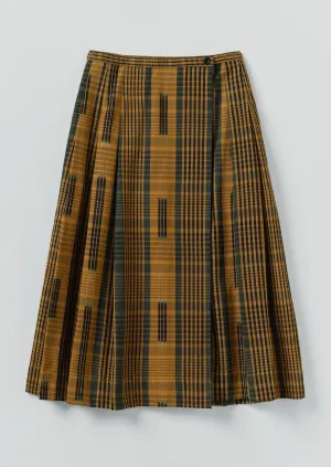 Space Dyed Check Wrap Skirt | Golden Brown Denim style All Day Fit