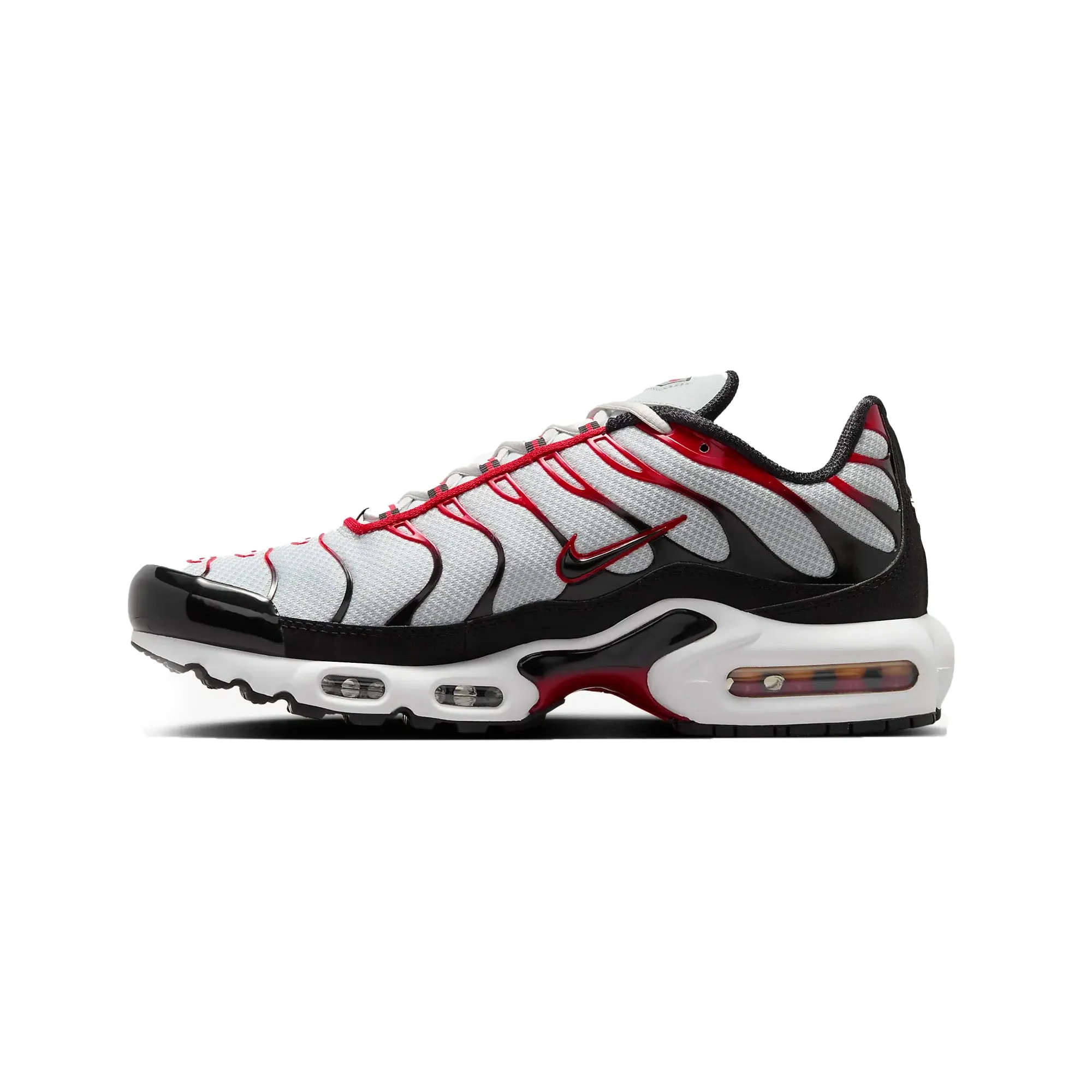 Nike Air Max Plus TN 'Pure Platinum Black University Red' Adaptive Flex Notches Durable Rubber Composite