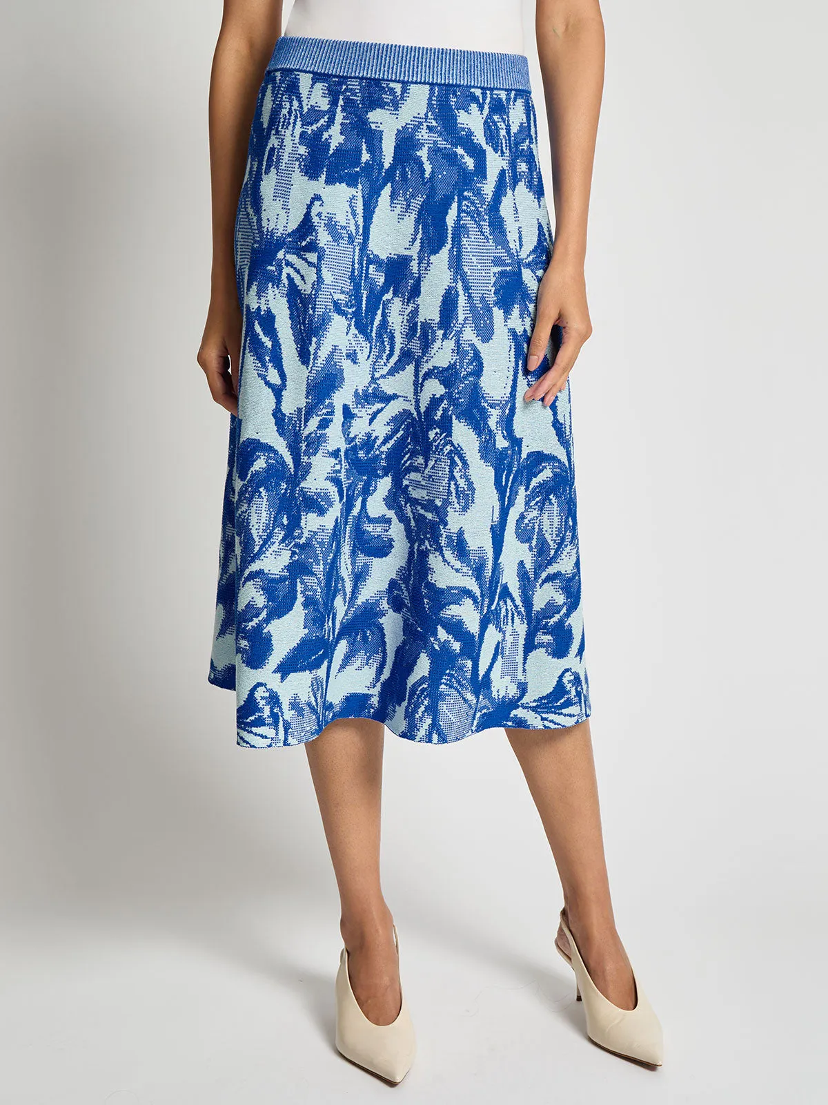 Floral Jacquard Knit Midi Skirt - Vanity Fit Core Collection natural fiber