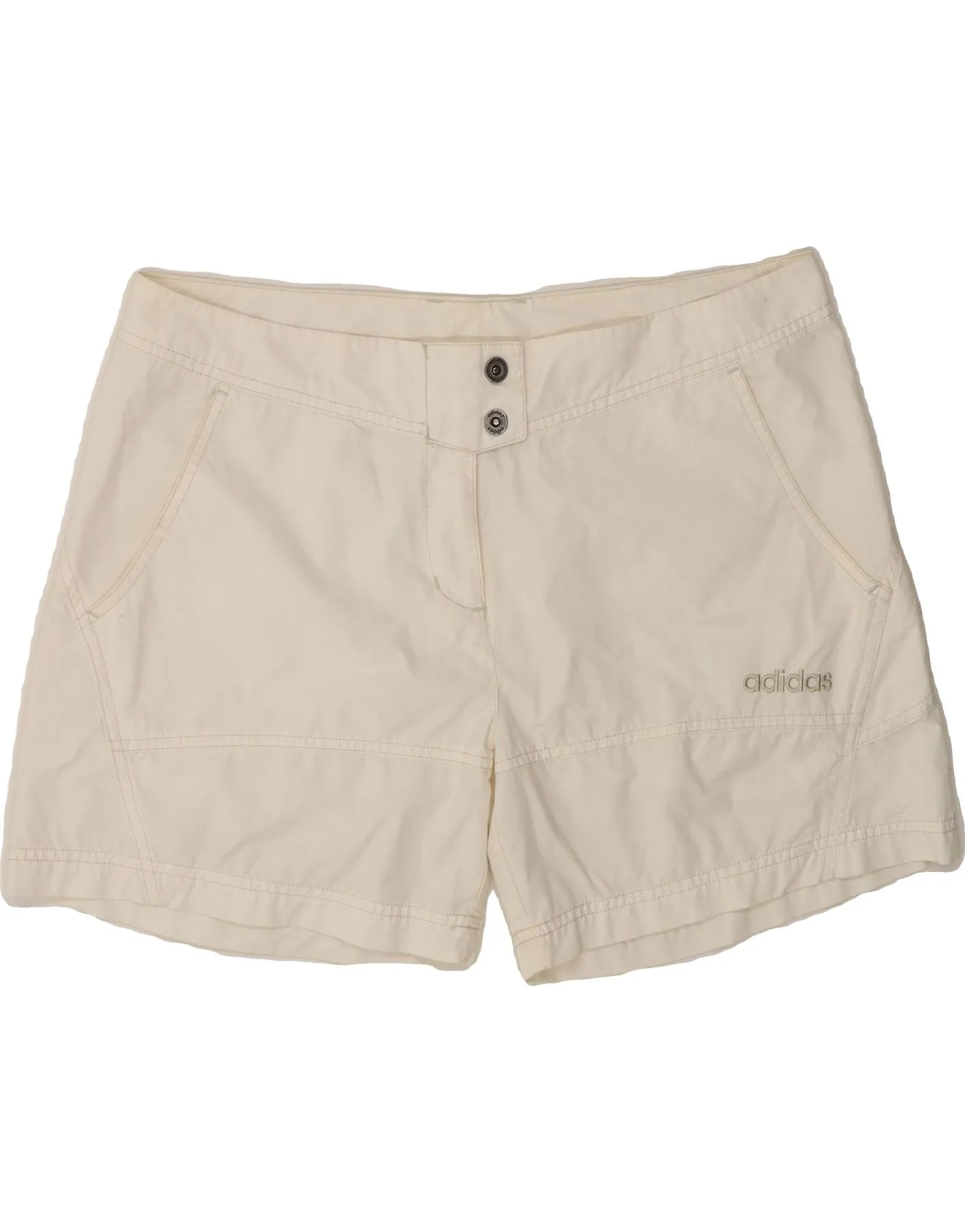 Simple Flex Casual Fit Wear ADIDAS Womens Chino Shorts UK 12 Medium W34  White Cotton