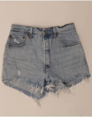 LEVI'S Womens Distressed Denim Shorts W32 Large Blue Cotton beach shorts Loose Fit