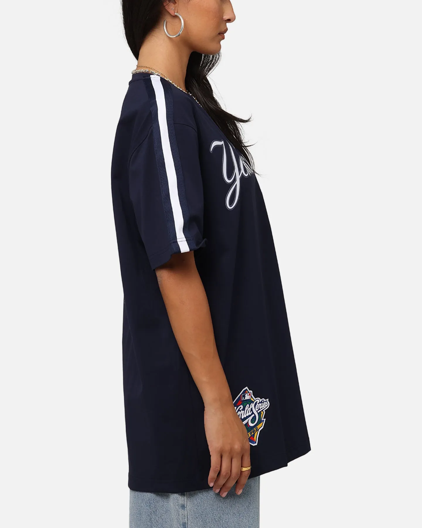 Casual Essential Pro Standard New York Yankees Classic Mesh Striped T-Shirt Midnight Navy