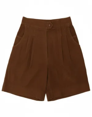 VINTAGE Womens High Waist Pegged Casual Shorts IT 42 Medium W26  Brown suede look