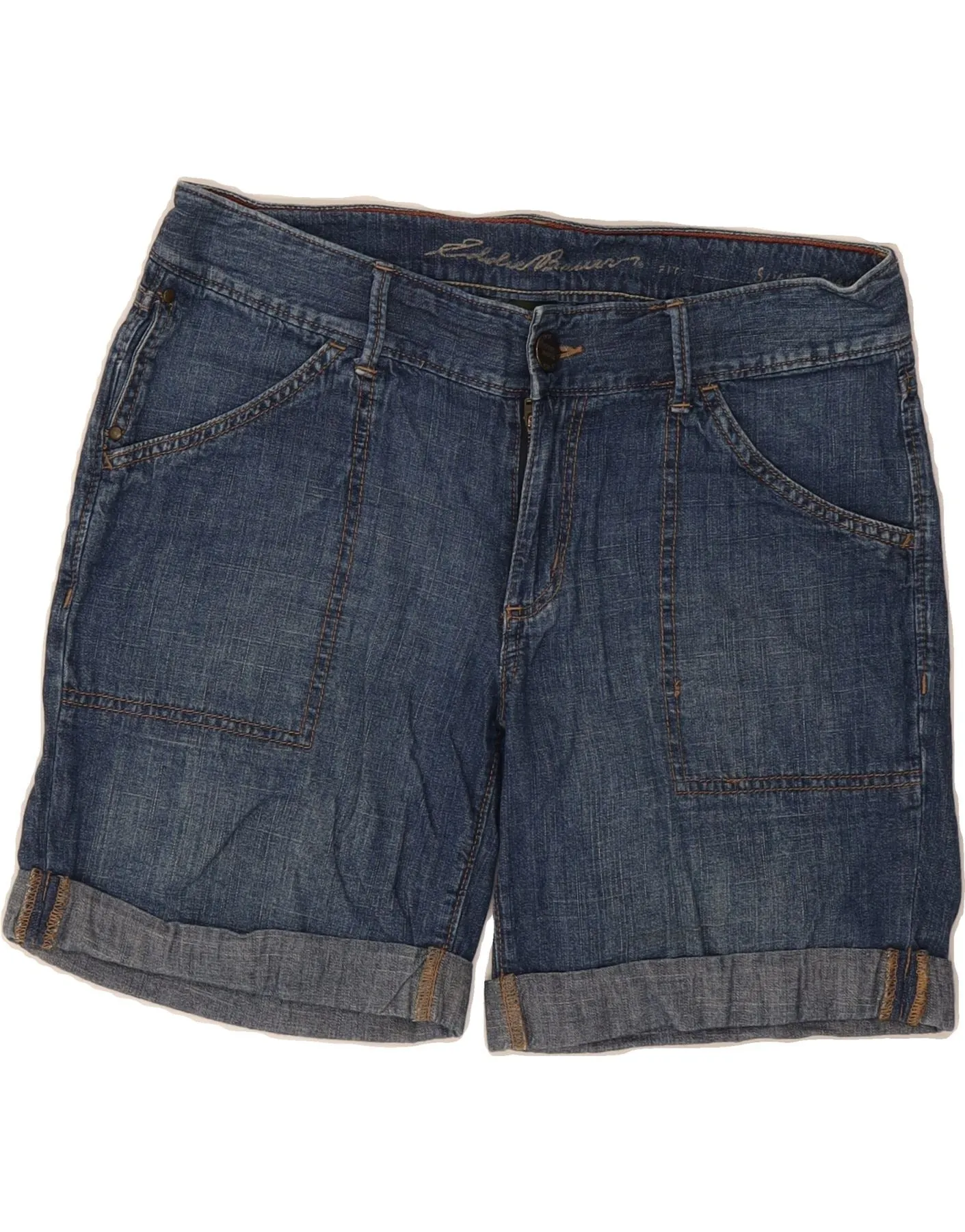 Stain Release Finish Outdoor Ready Fit EDDIE BAUER Womens Slight Curve Denim Shorts US 6 Medium W32 Blue Cotton