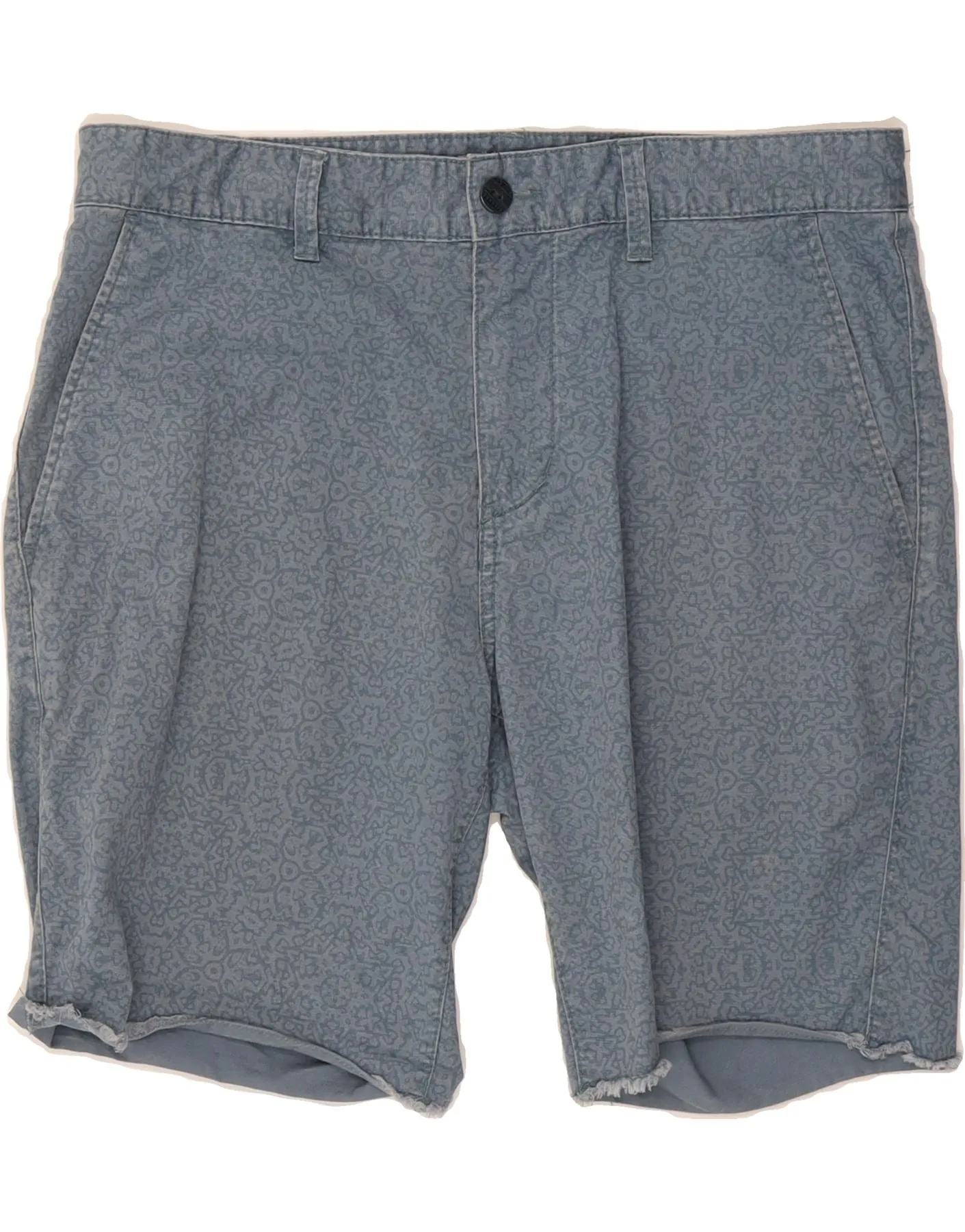 QUIKSILVER Womens Abstract Pattern Chino Shorts W33 Large Blue Cotton Comfy Stretch