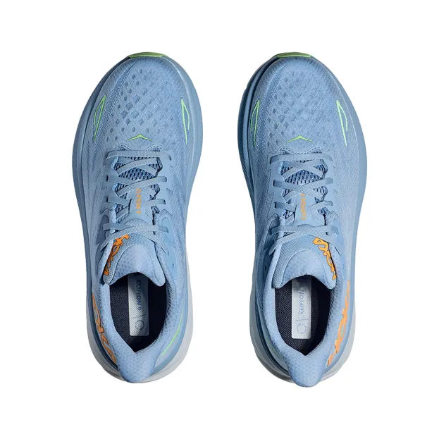 Hoka One One scarpa da corsa da uomo Clifton 9 1127895/DLL celeste Wide Platform Base