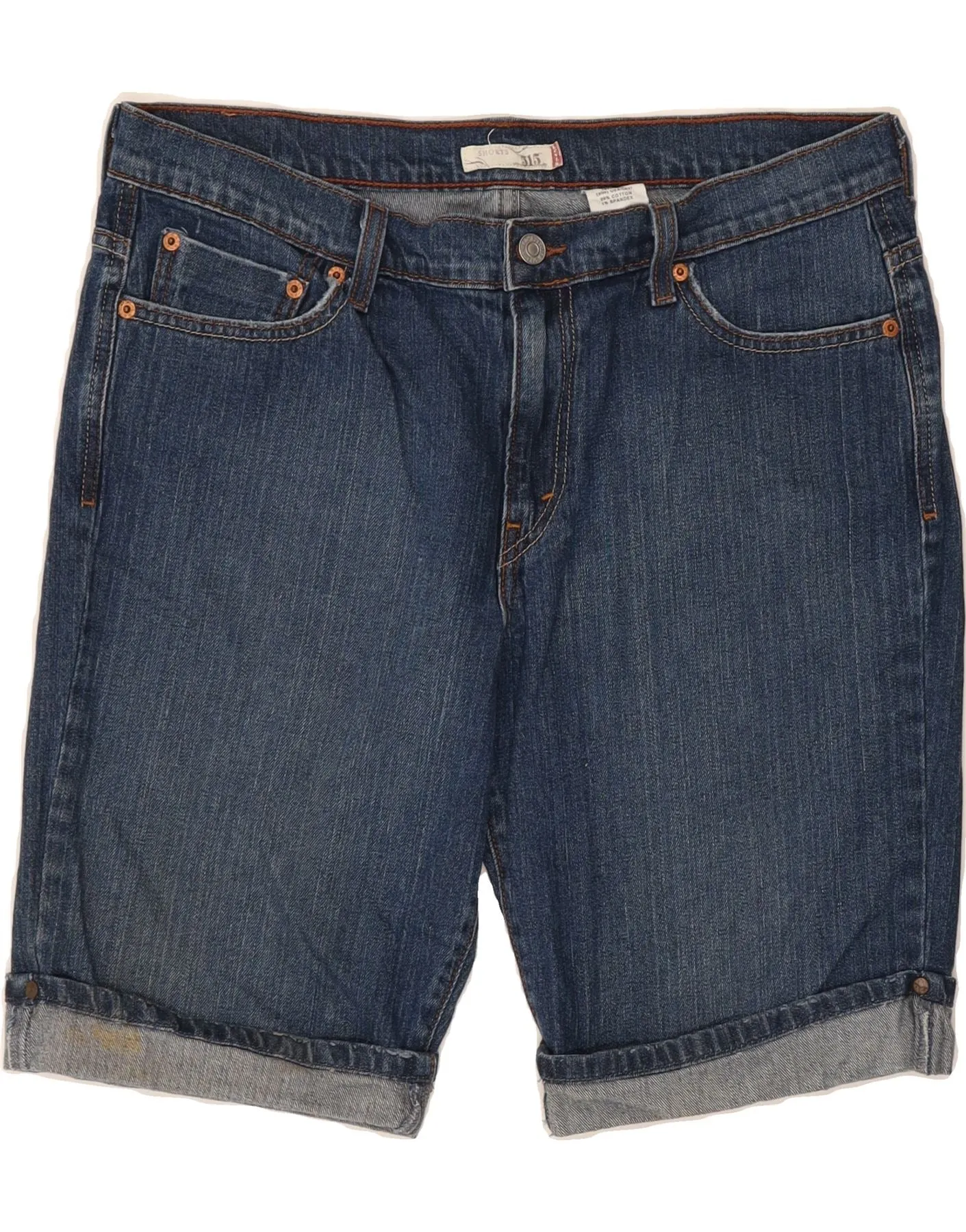 LEVI'S Womens 515 Denim Shorts US 14 XL W36  Navy Blue Cotton tall size Water Resistant
