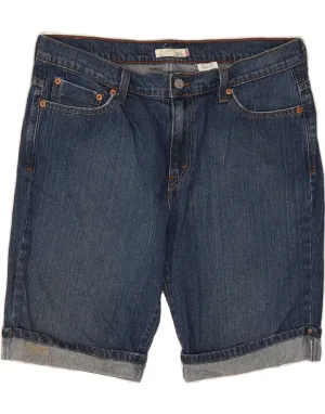 LEVI'S Womens 515 Denim Shorts US 14 XL W36  Navy Blue Cotton tall size Water Resistant