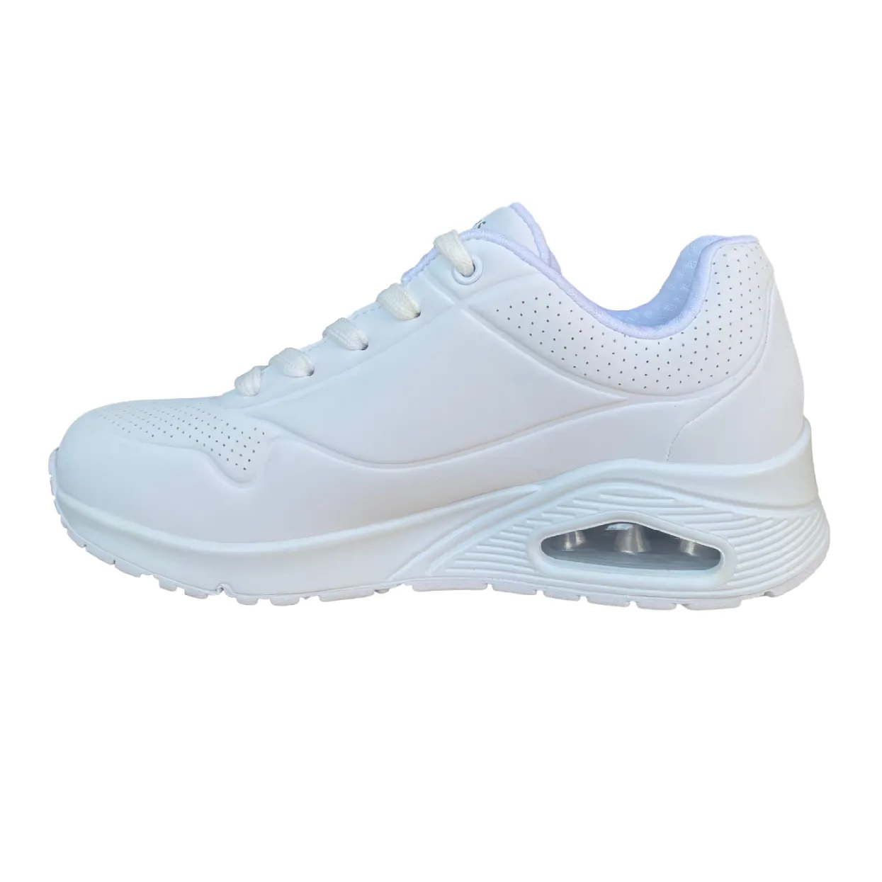 Lightweight foam midsole Skechers scarpa sneakers da donna Uno Stand On Air 73690/W bianca