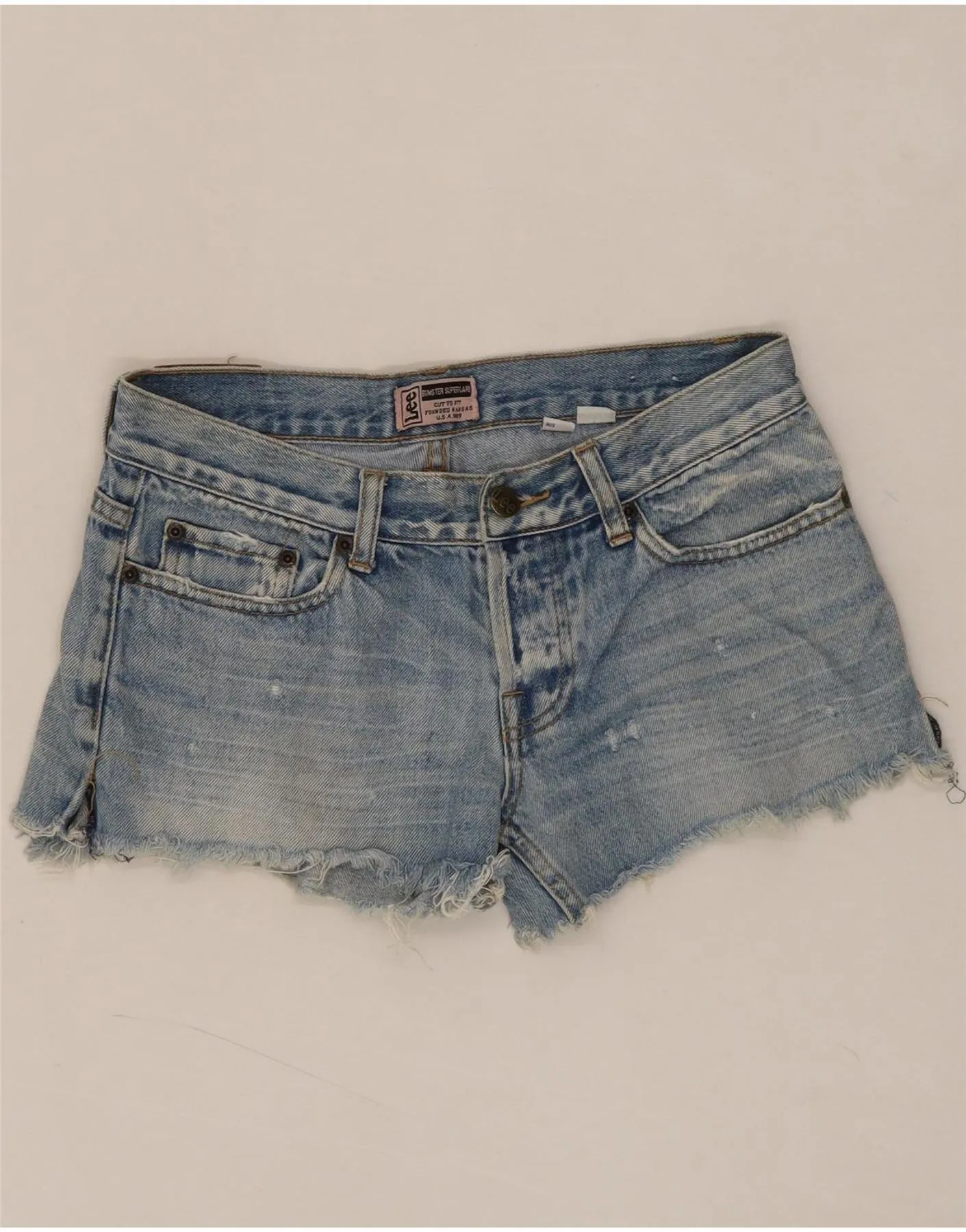Durable Stitching AdjustableDrawstring LEE Womens Denim Shorts US 9 Medium W28  Blue Cotton