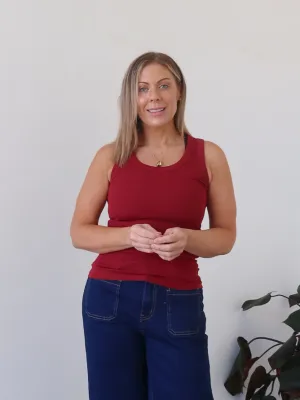Charlee Tank - Burgundy military civilian integration