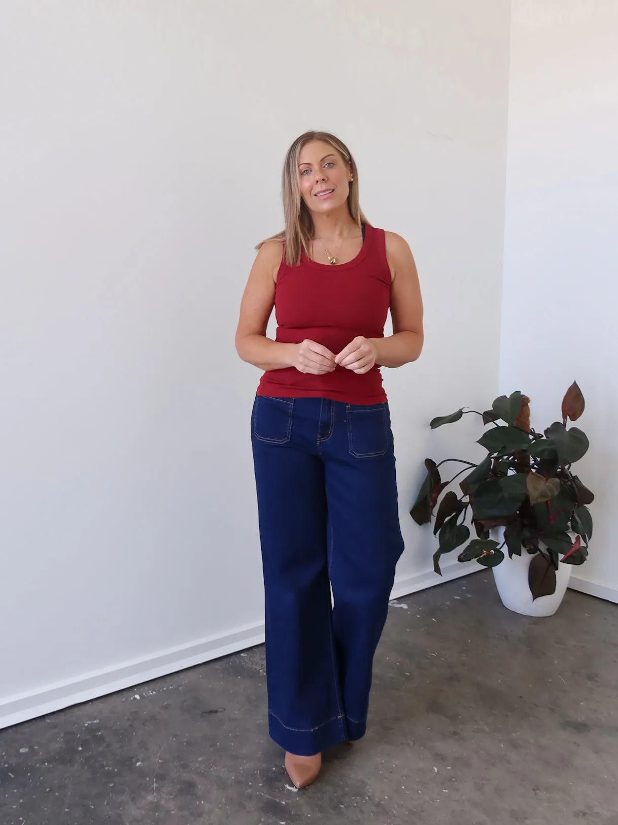 Charlee Tank - Burgundy firefighters WrinkleFree Material