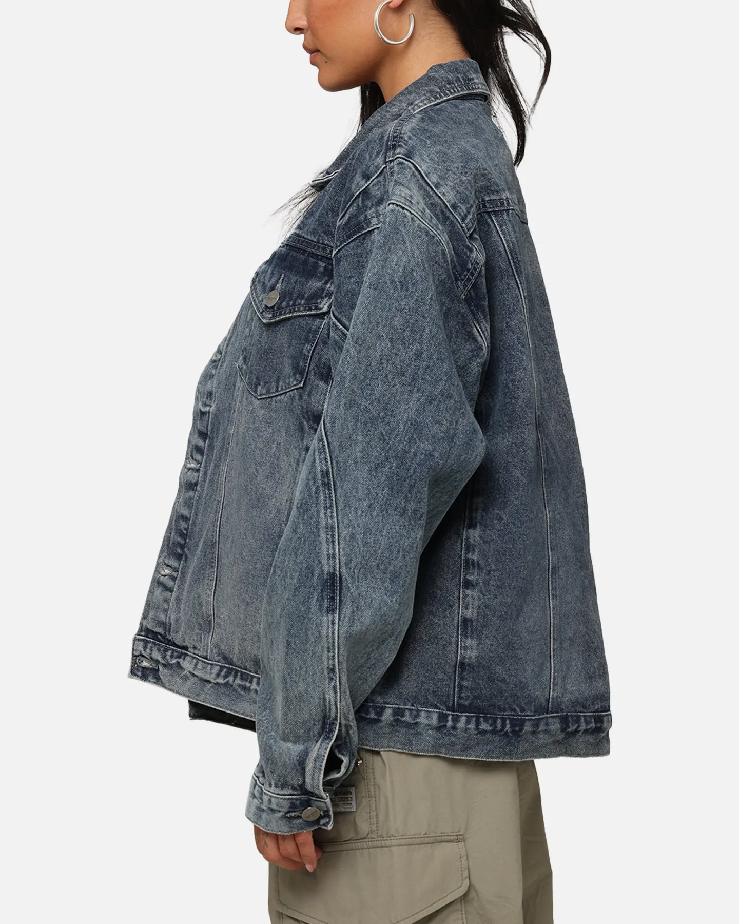 Saint Morta Armoury Denim Jacket Dirty Denim Zippered Closure