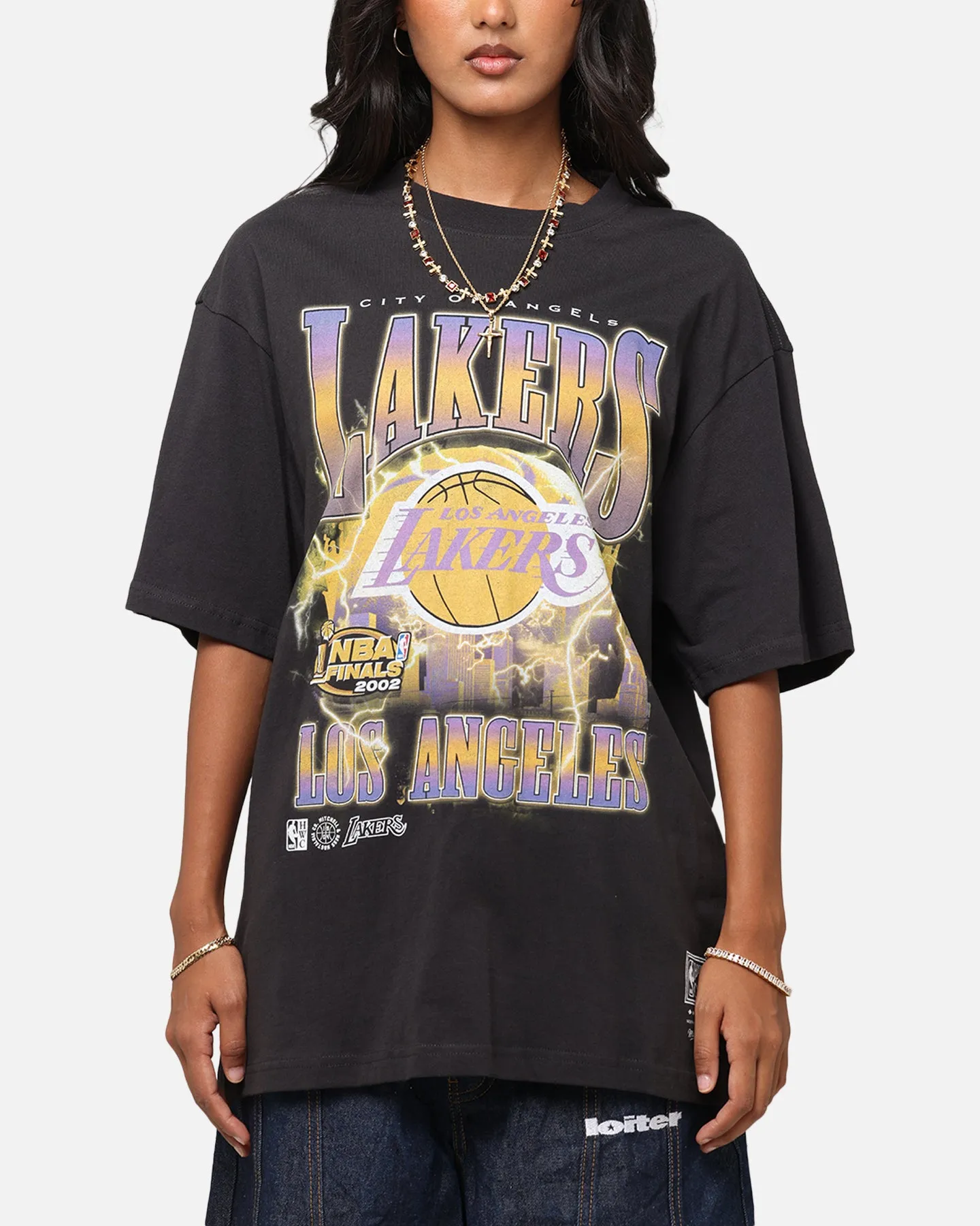 Classic Color Mitchell & Ness Los Angeles Lakers City Strike T-Shirt Faded Black