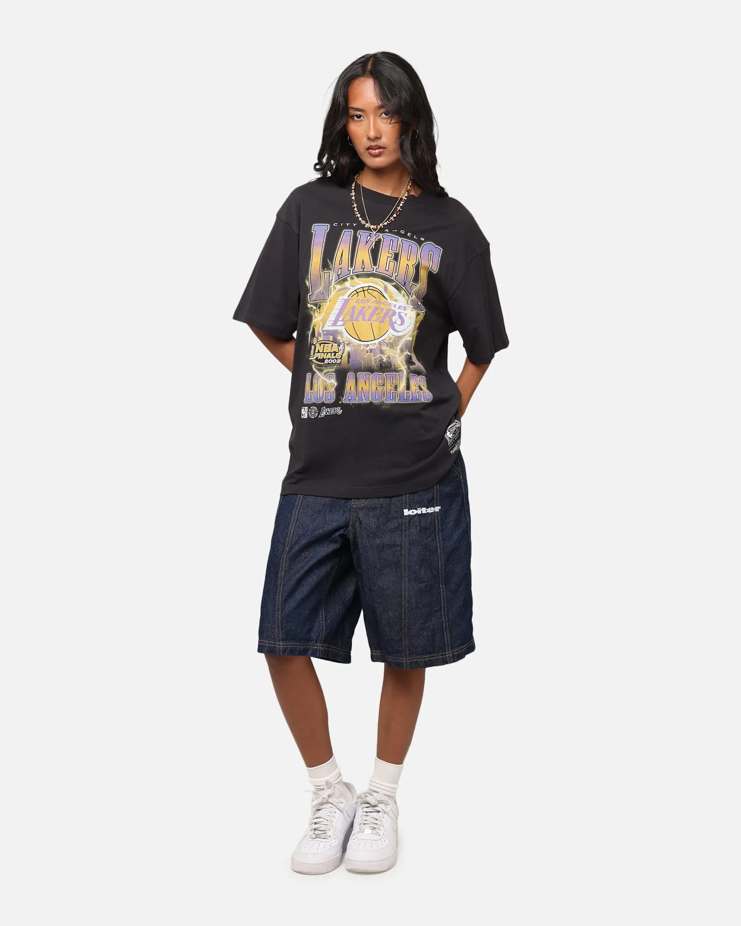 Mitchell & Ness Los Angeles Lakers City Strike T-Shirt Faded Black Garment Dyed Technique