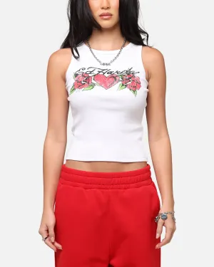 Ed Hardy Women's Rose Tank Top White fire - resistance test passed Lightweight Weave