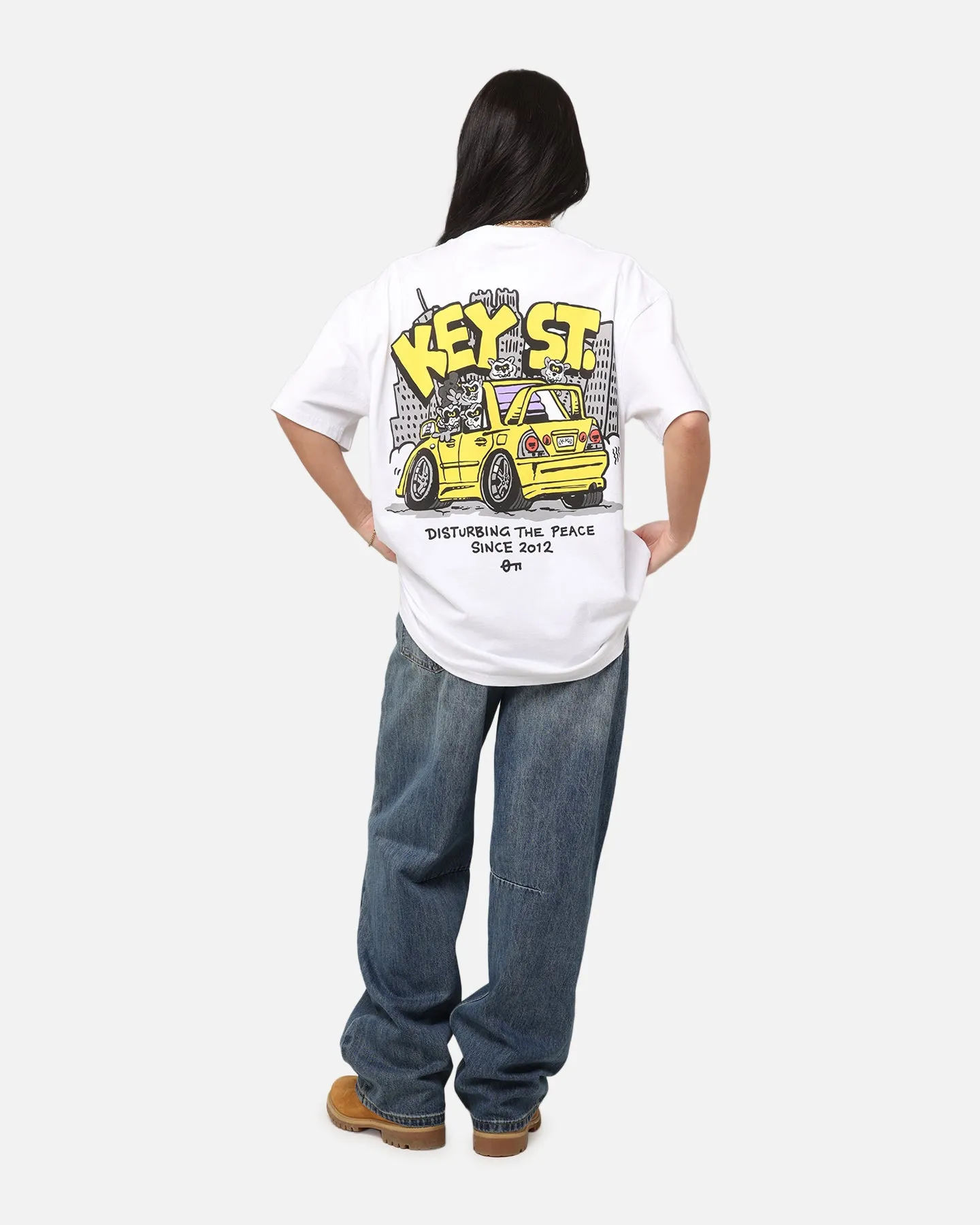 Cozy Feel Key Street X FRKO Racoons T-Shirt White