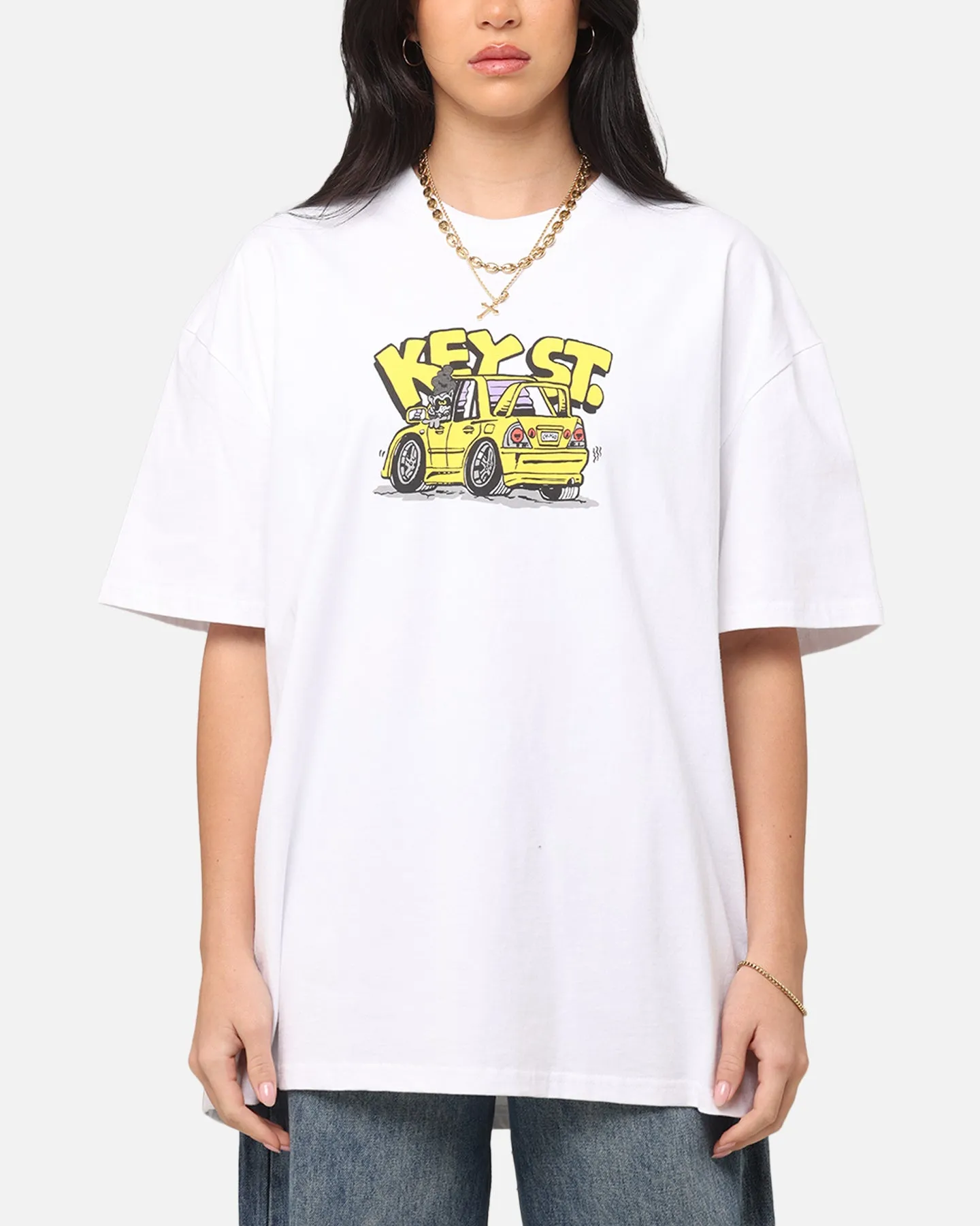 Key Street X FRKO Racoons T-Shirt White Perfect Layer Wear Flexible Collar