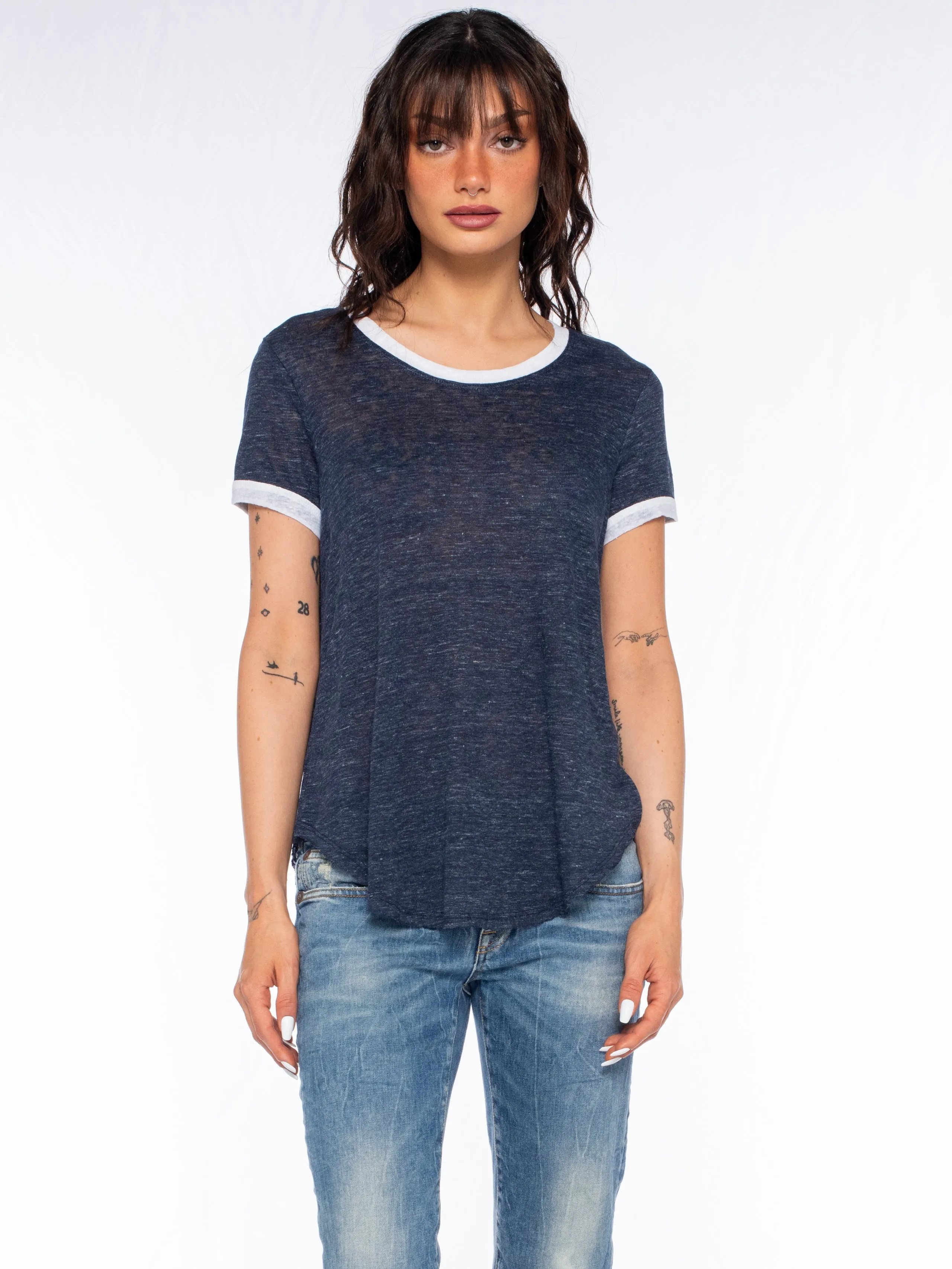 Breathable mesh panel Chic Vibe Linen S/S Ringer Shirttail