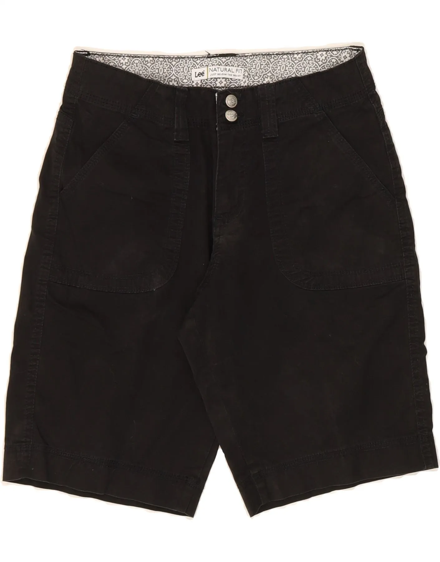 LEE Womens Natural Fit Chino Shorts W28 Medium  Black cyclists Layered Look