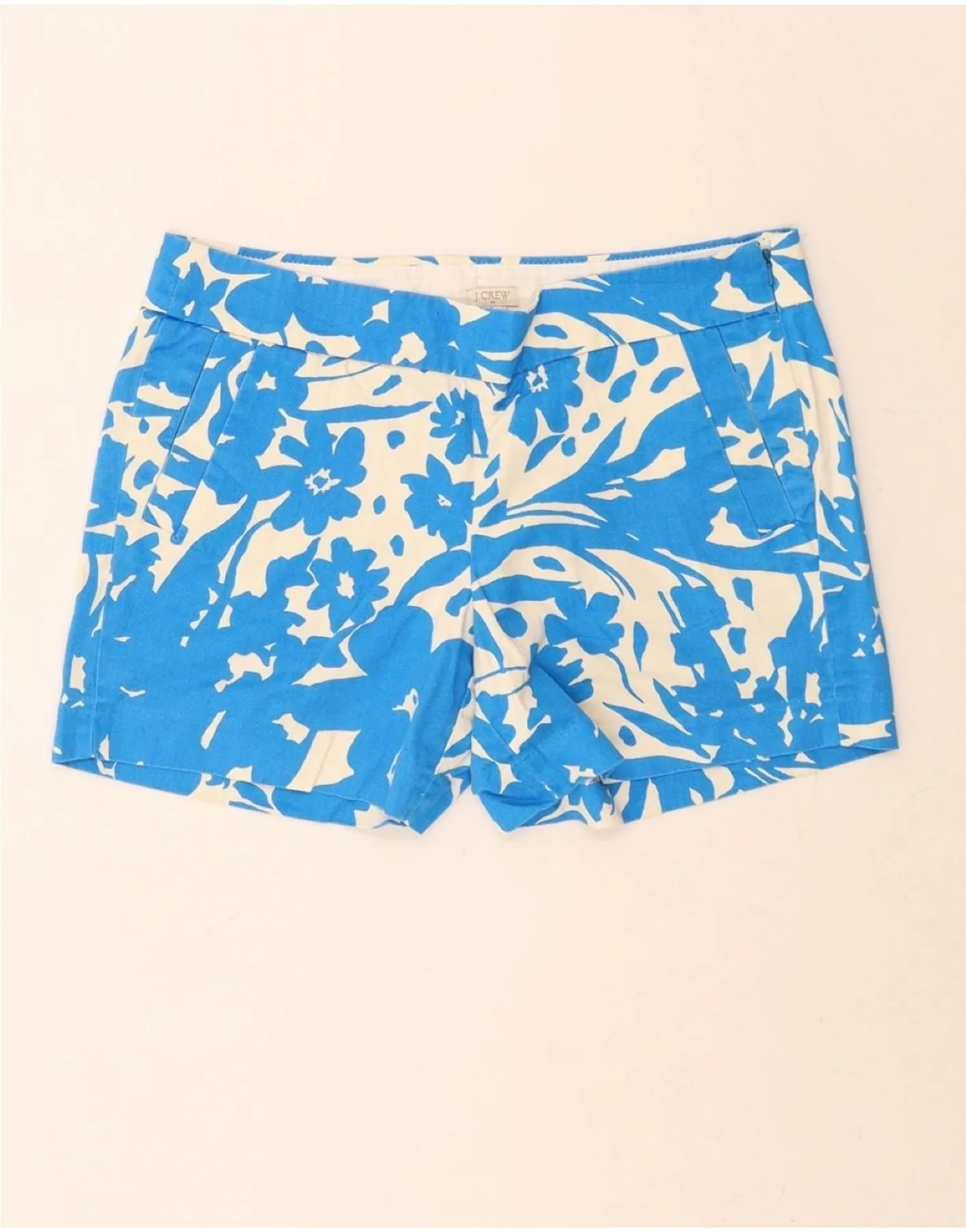 QuickAccessPockets J. CREW Womens Chino Shorts US 8 Medium W32 Blue Floral Cotton