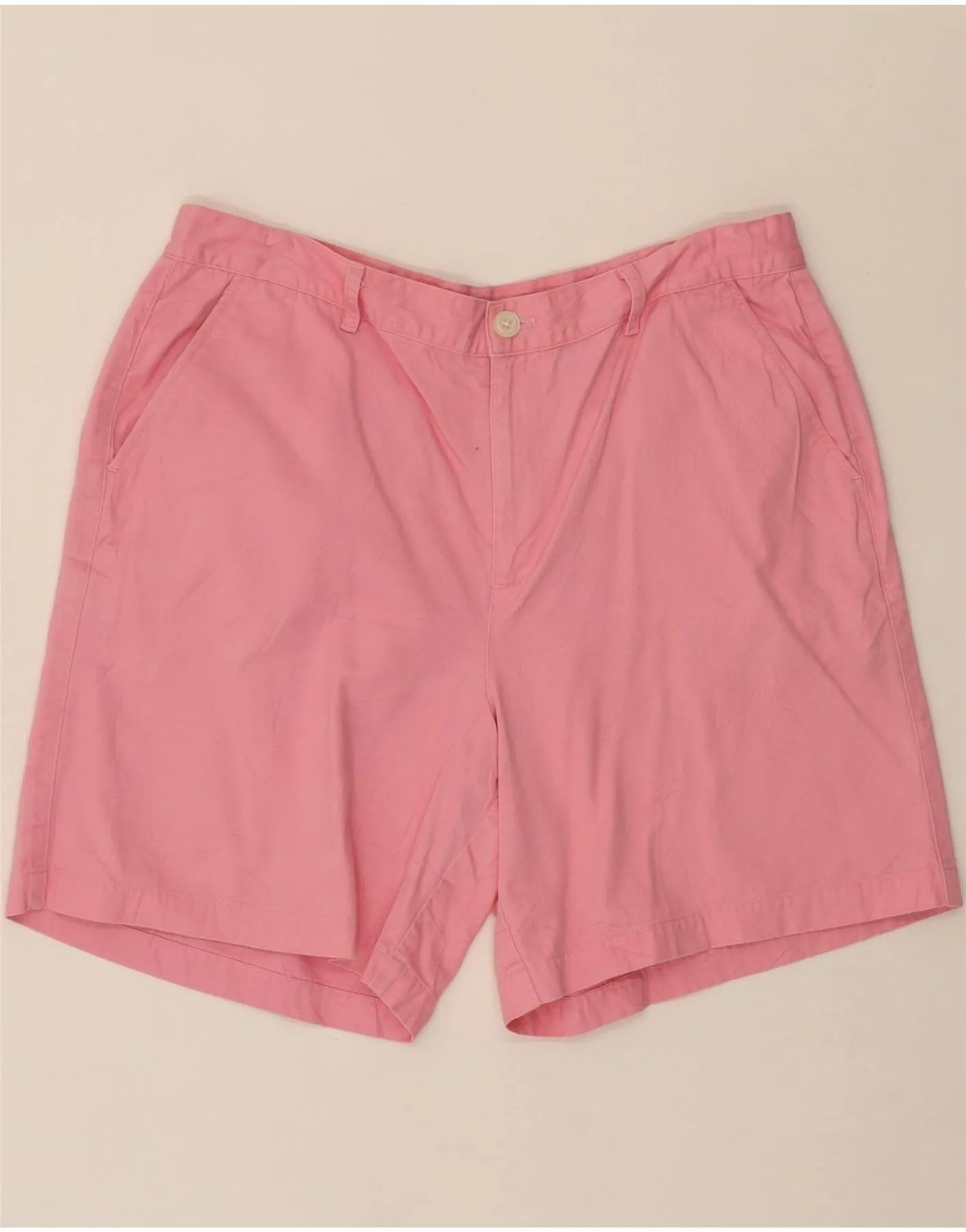 CHAPS Womens High Waist Chino Shorts US 14 XL W36  Pink Cotton Sporty Stretch Fit