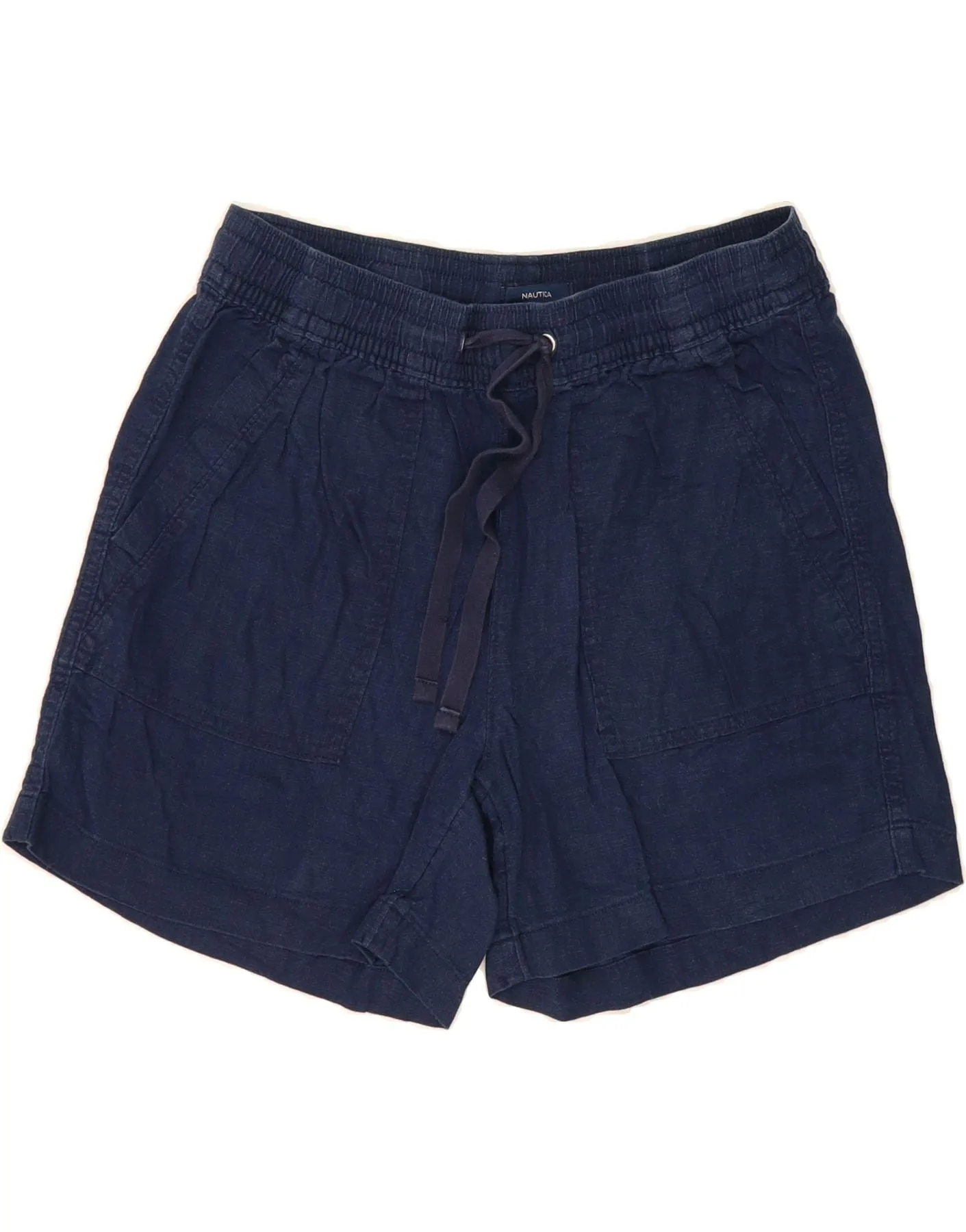 NAUTICA Womens Chino Shorts Small W28  Navy Blue Linen Chill Comfort Fit agriculture industry