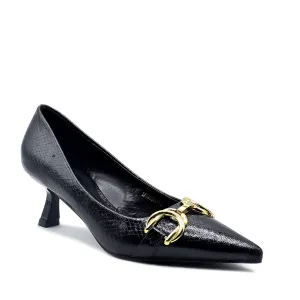 Black Formal Court Shoes L00850010 Slip On Flawless Look